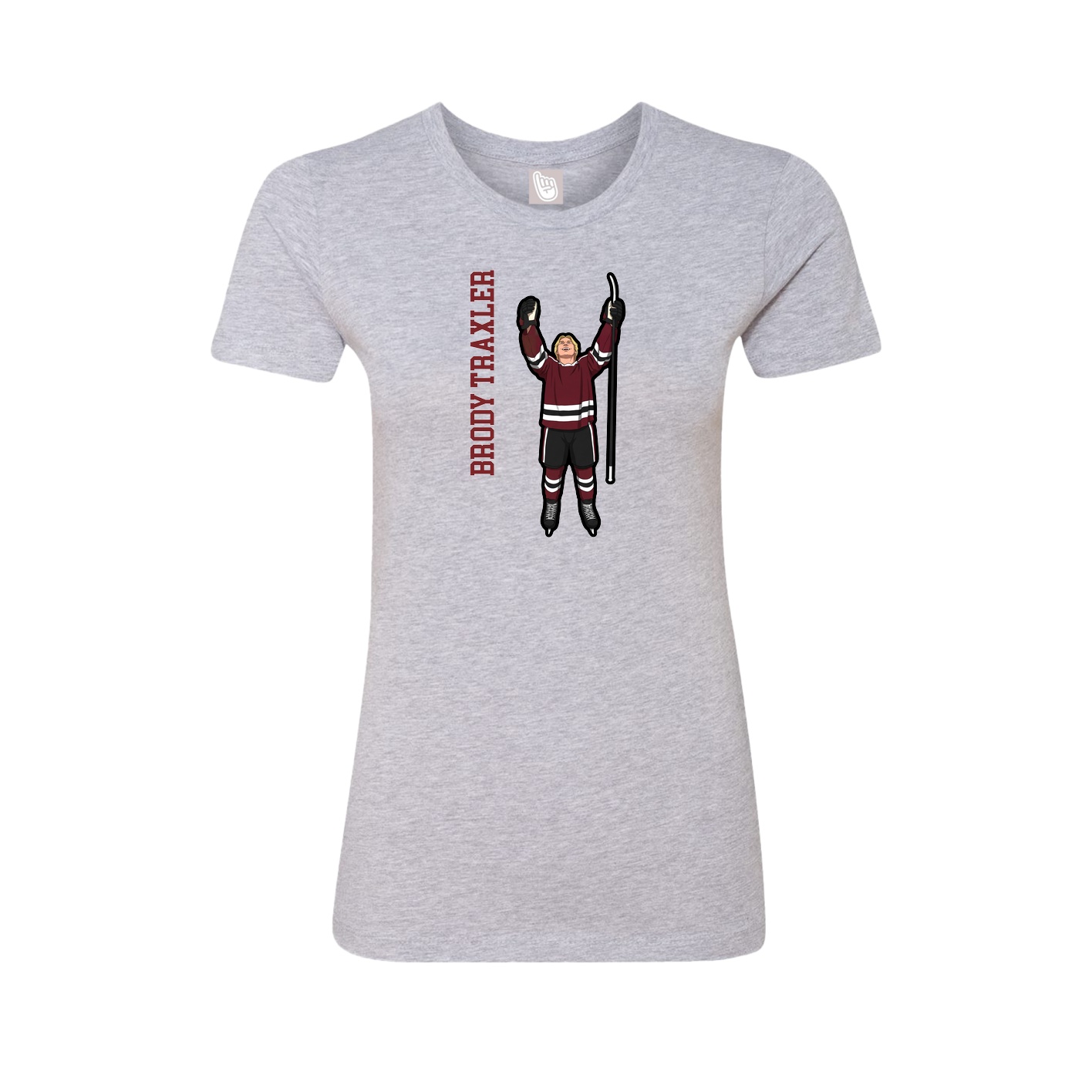 Fitted Women's Tee — Name Vertical in Grey