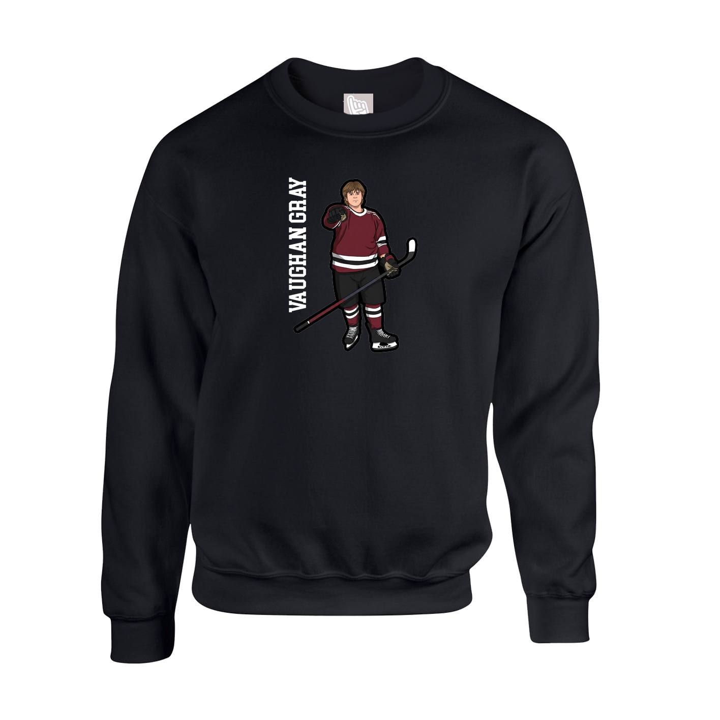 Fleece Crew — Name Vertical in Black