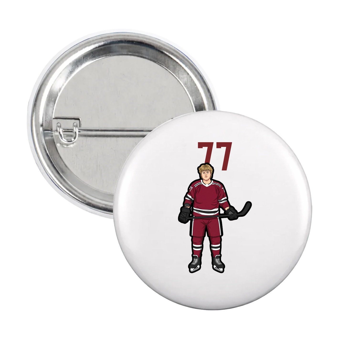 Game Day Button — Number Top in White