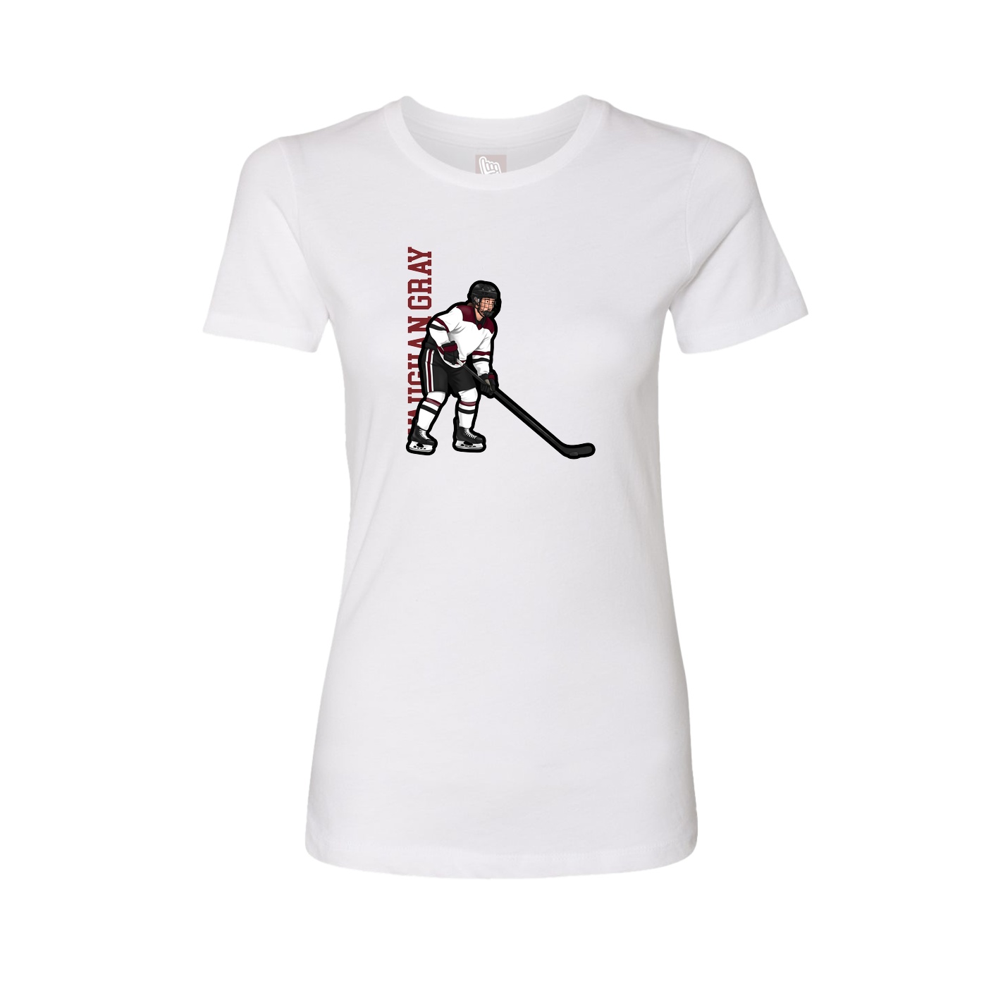 Fitted Women's Tee — Name Vertical in White