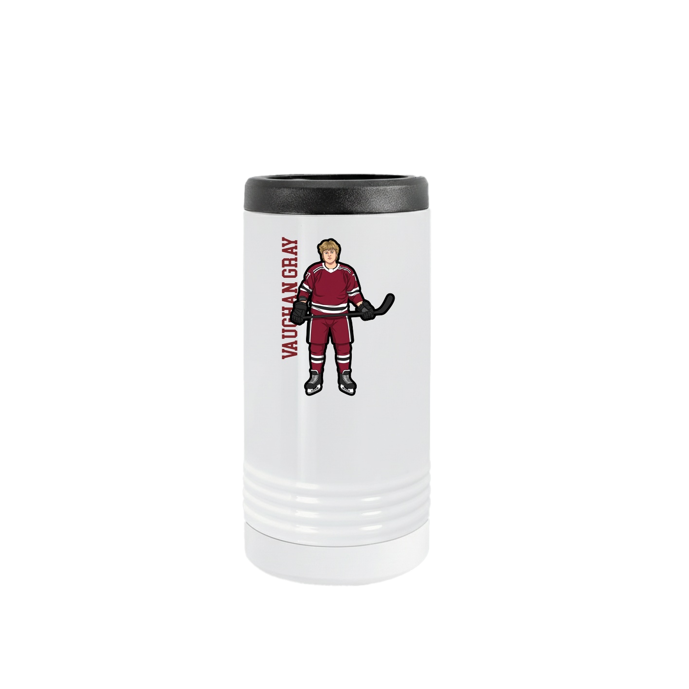 Slim Beverage Holder — Name Vertical in White