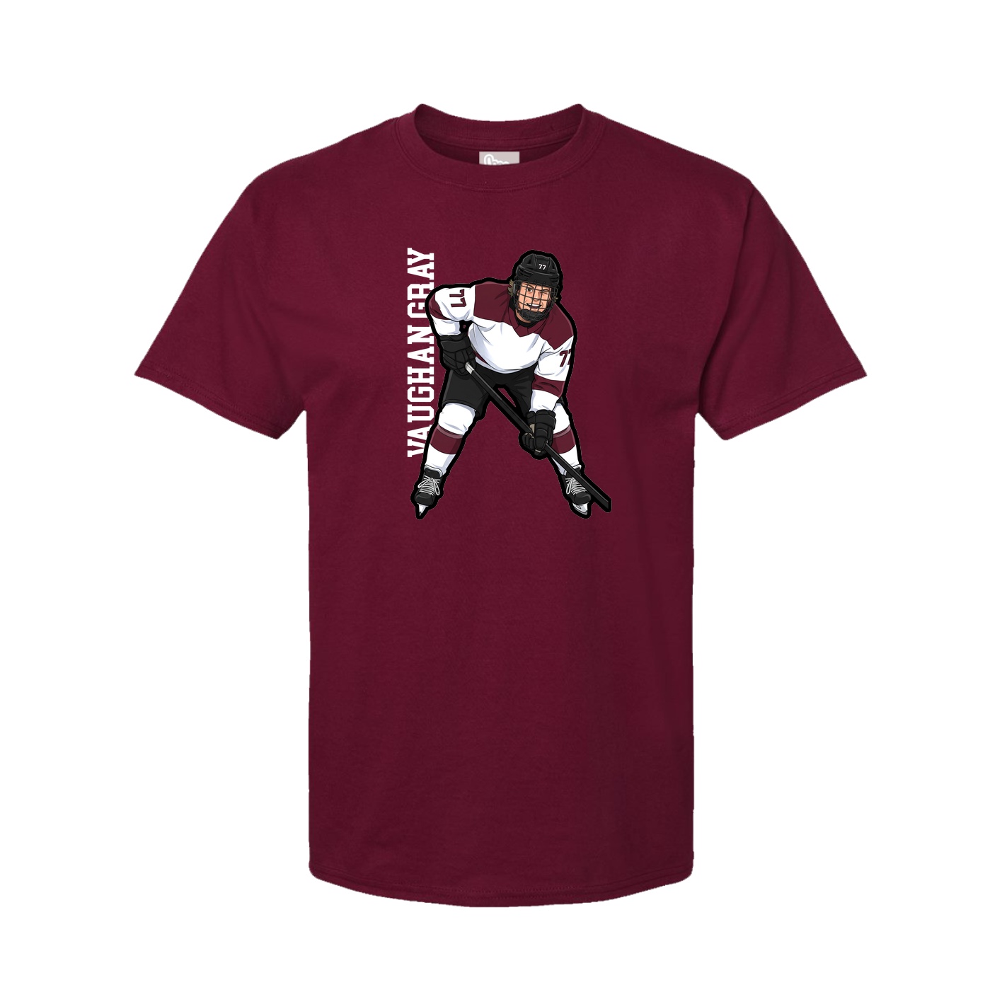 Youth Tee — Name Vertical in Cardinal