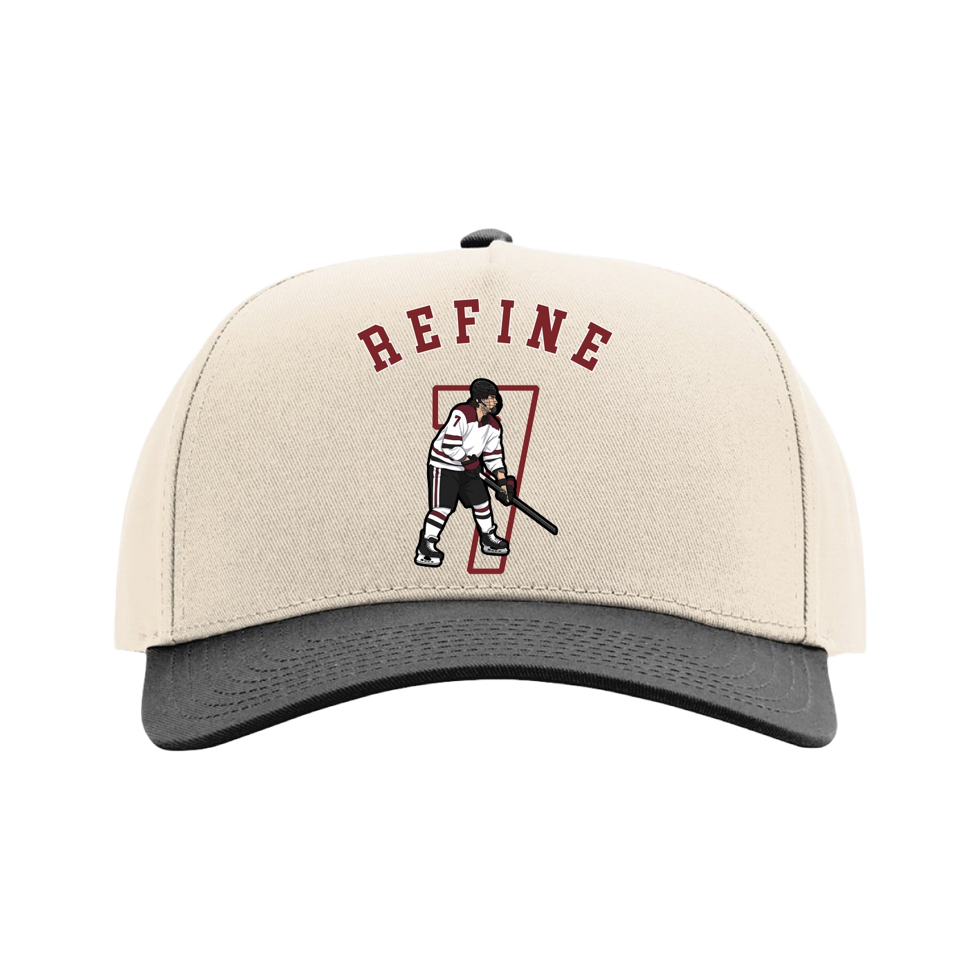 Full Fabric Five-Panel Champ Cap — Shirsey Arch in Cream/Black