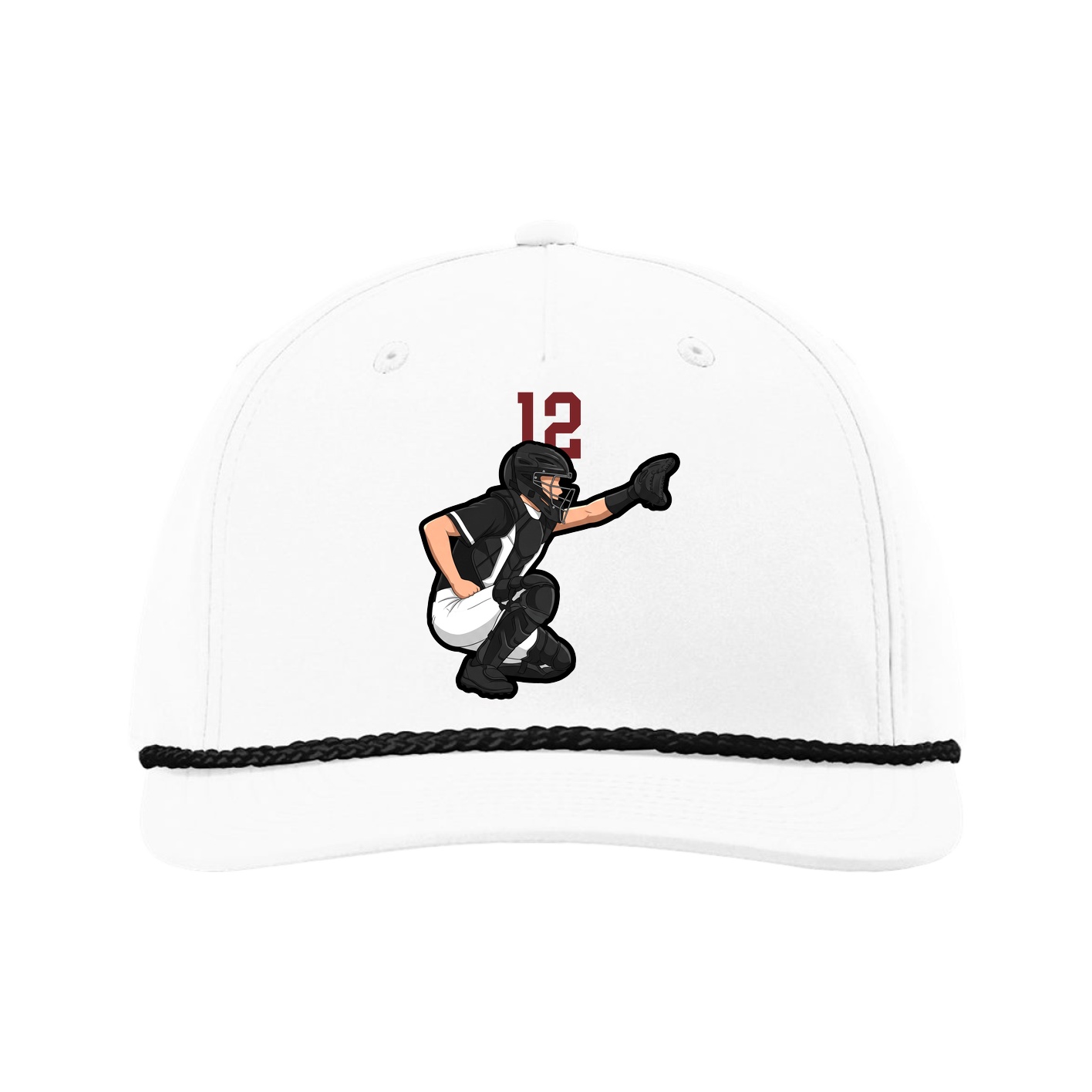 Five-Panel Classic Rope Cap — Number Top in White