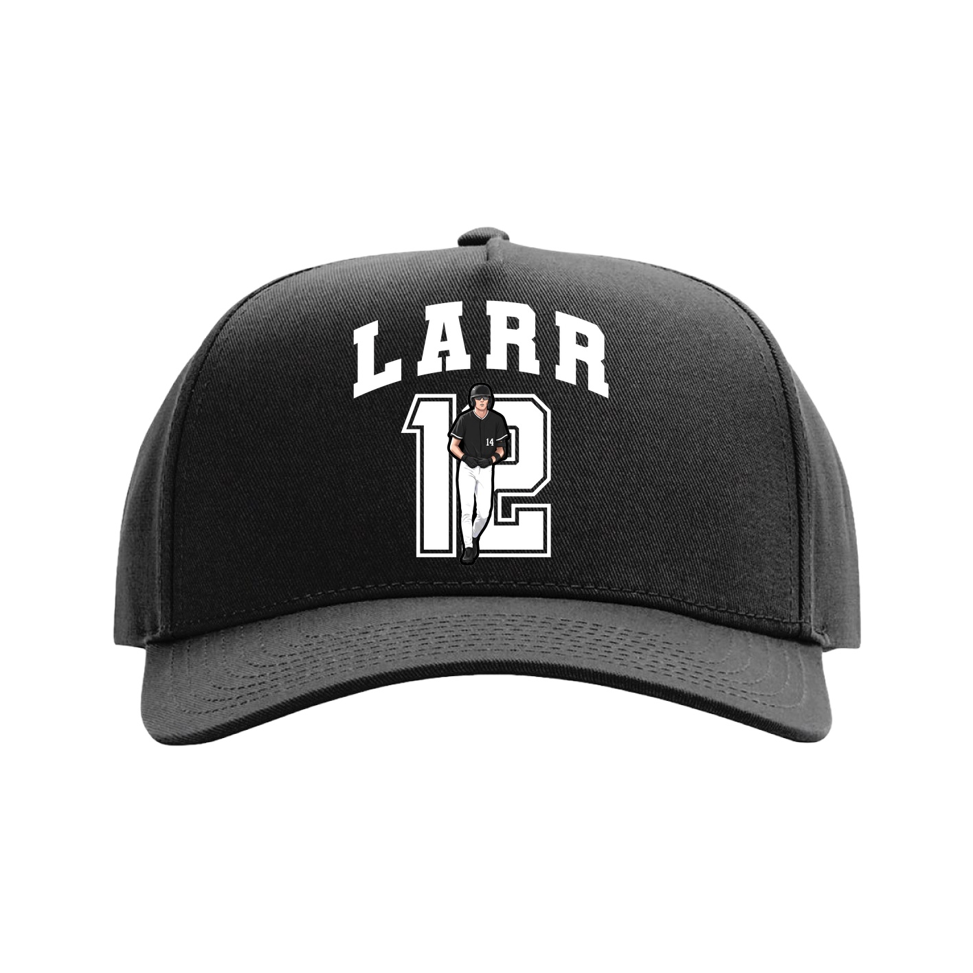 Full Fabric Five-Panel Champ Cap — Number in Black