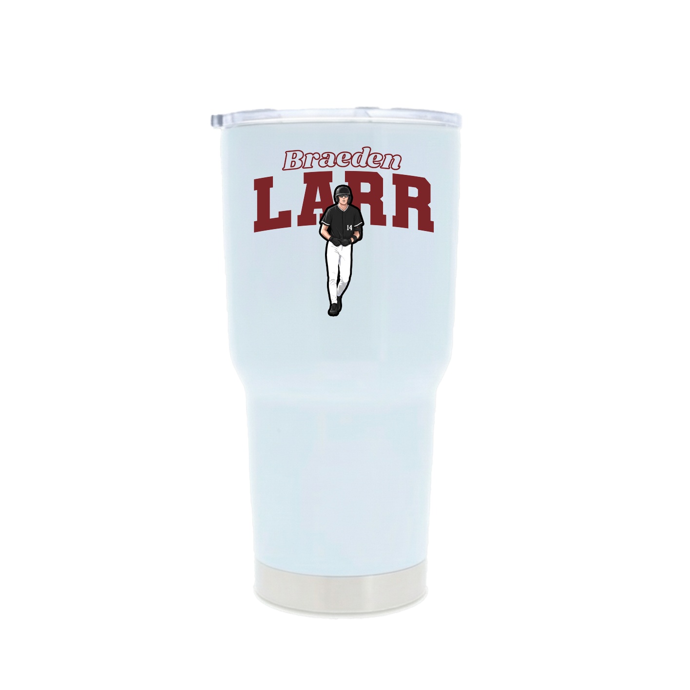 30oz Stainless Steel Tumbler — Name Arch in White