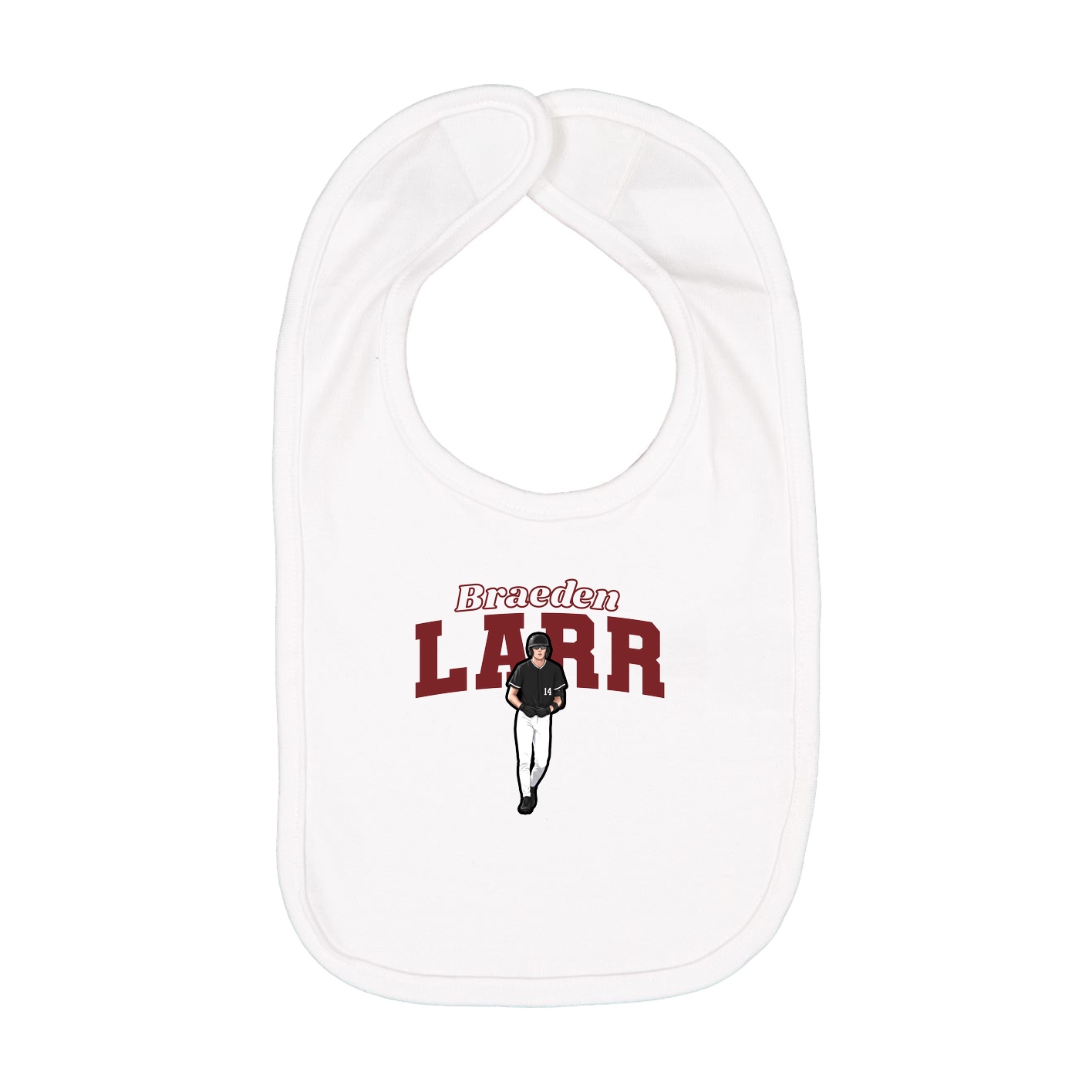 Infant Bib — Name Arch in White