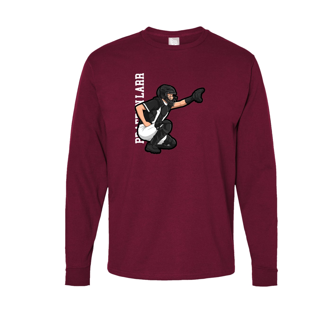 Long Sleeve Tee — Name Vertical in Cardinal