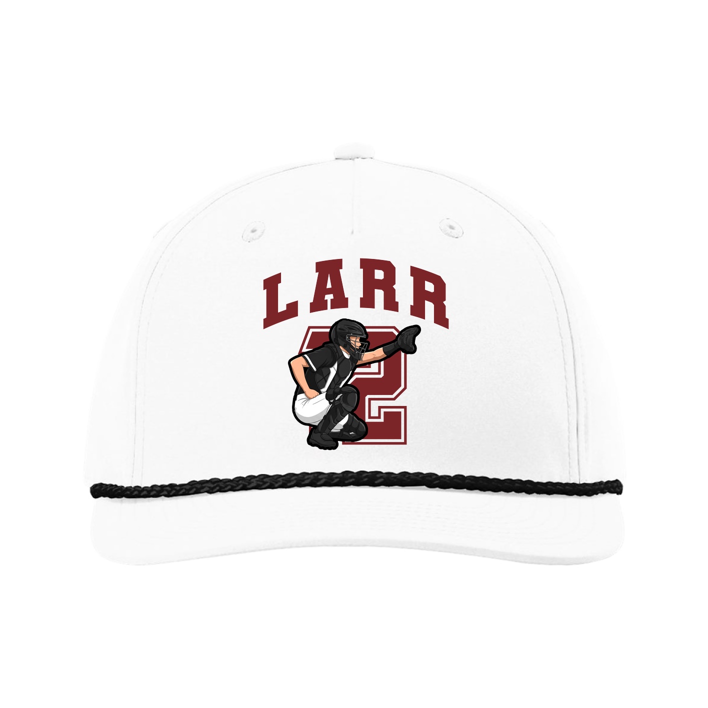 Five-Panel Classic Rope Cap — Number in White