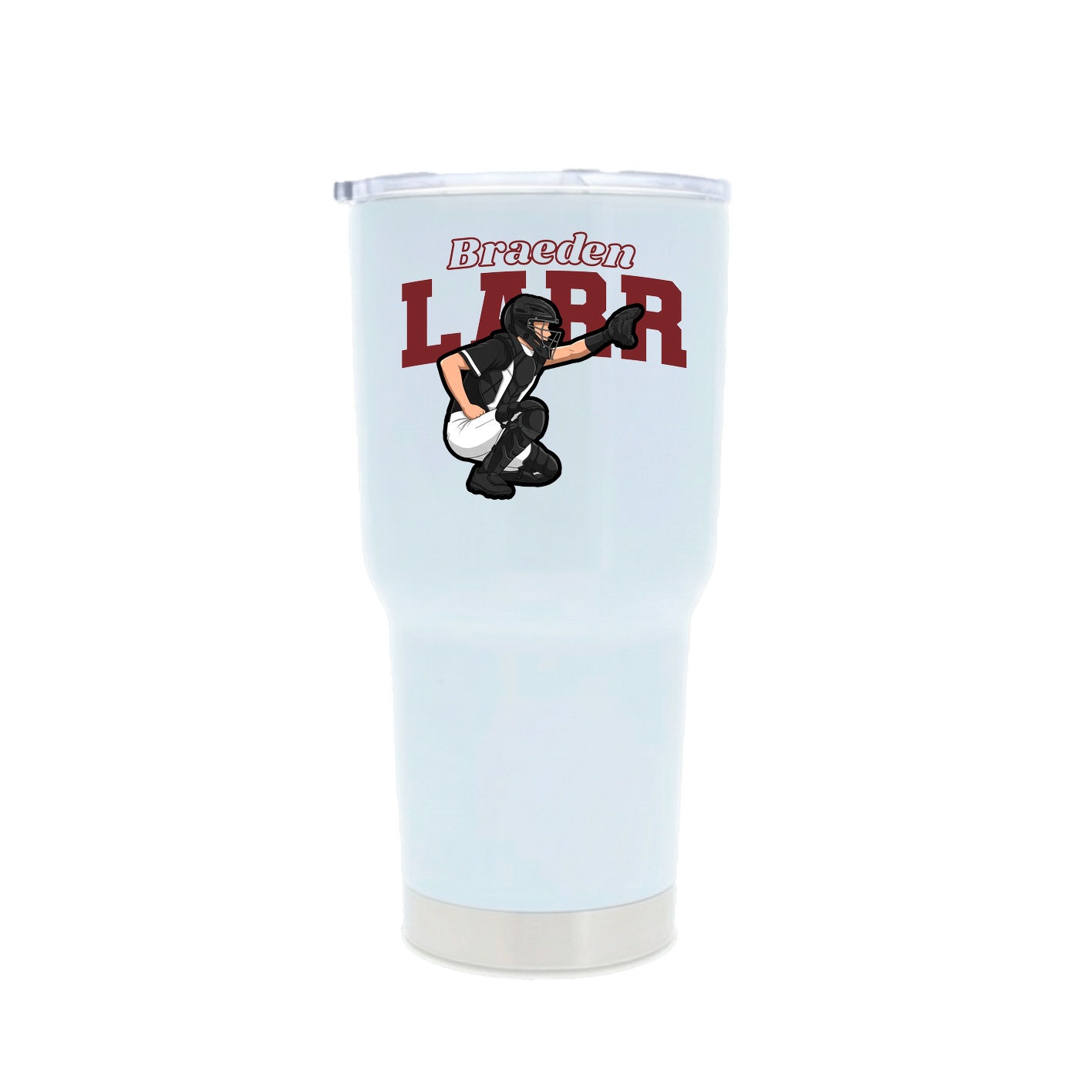 30oz Stainless Steel Tumbler — Name Arch in White