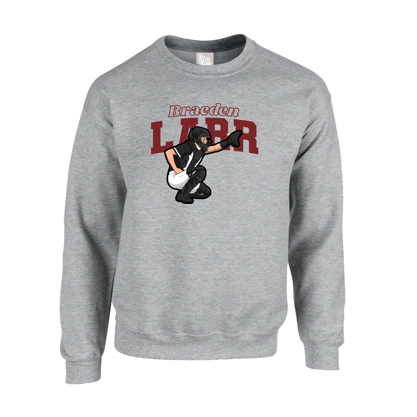 Fleece Crew — Name Arch in Grey