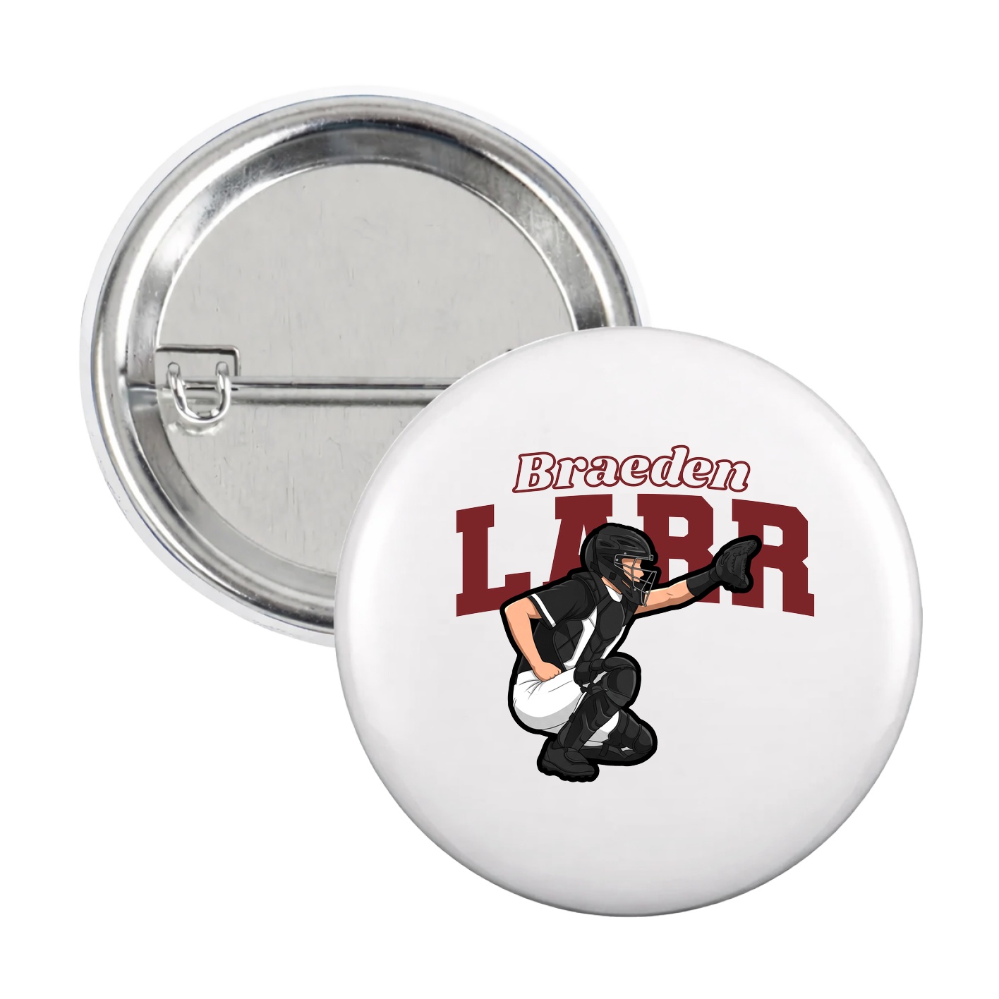 Game Day Button — Name Arch in White