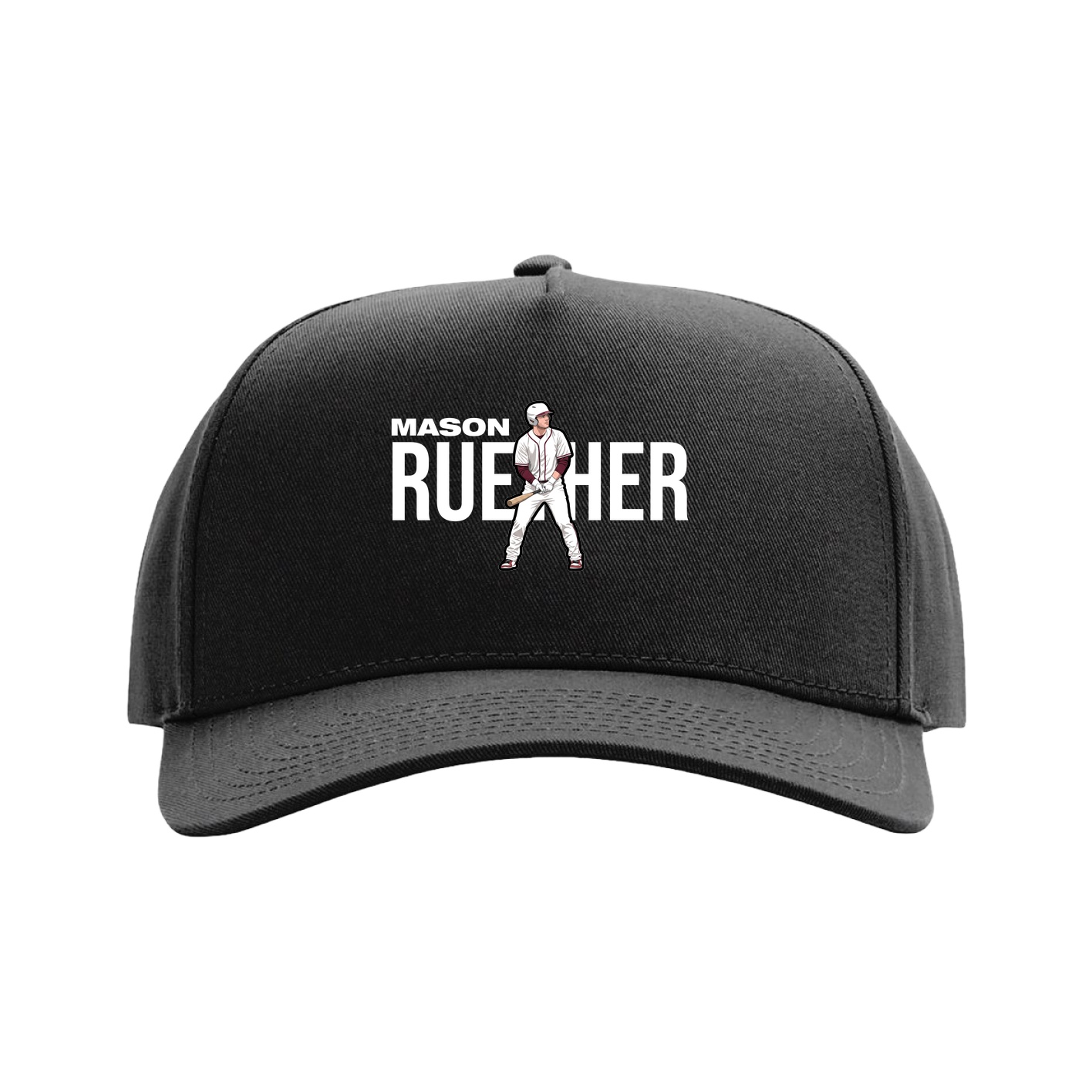 Full Fabric Five-Panel Champ Cap — Player Name in Black