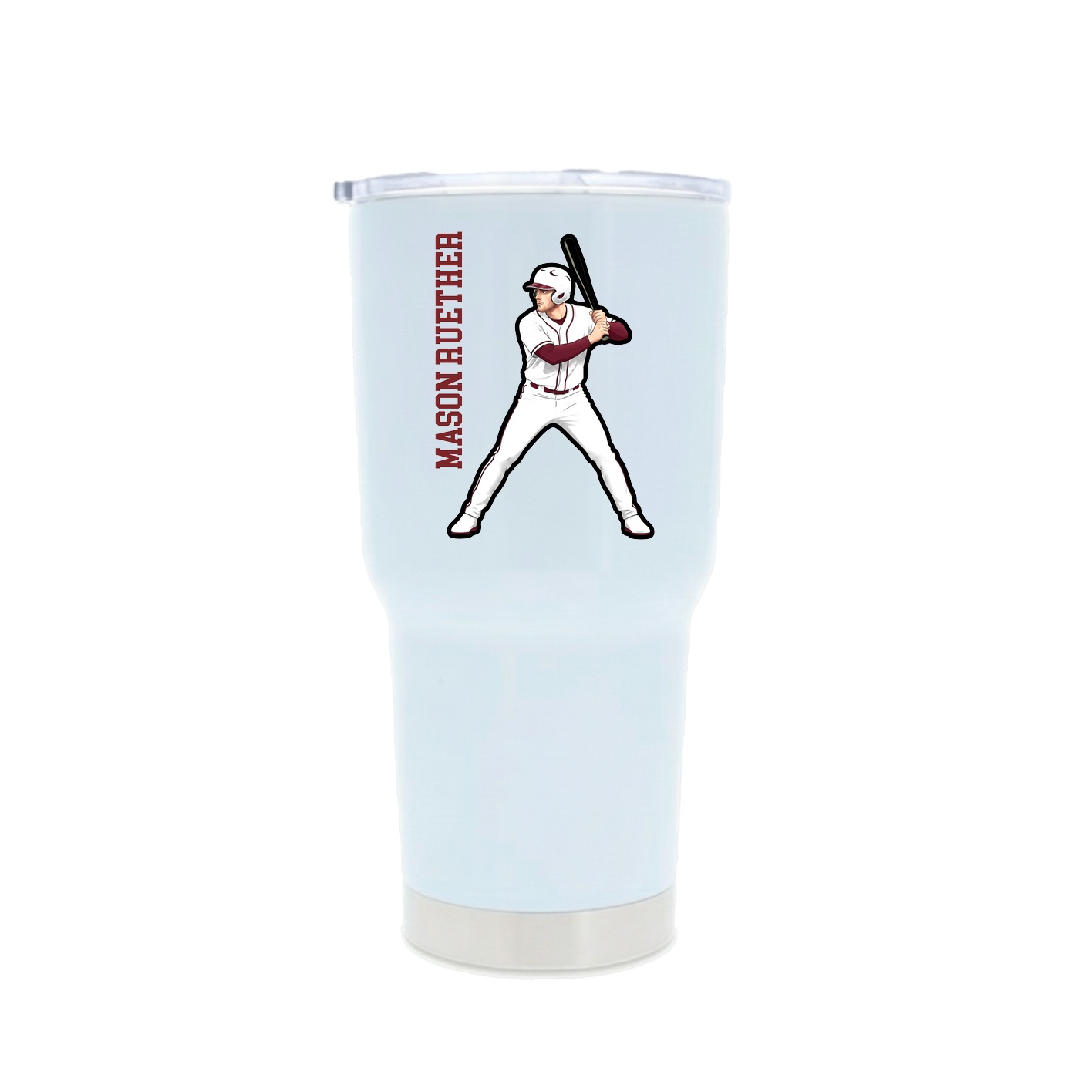 30oz Stainless Steel Tumbler — Name Vertical in White