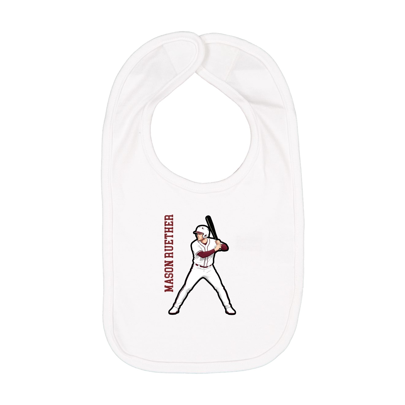 Infant Bib — Name Vertical in White