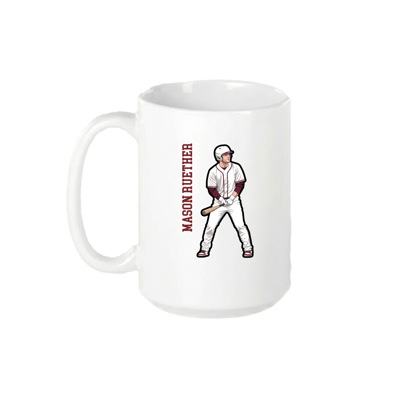 15oz Coffee Mug — Name Vertical in White