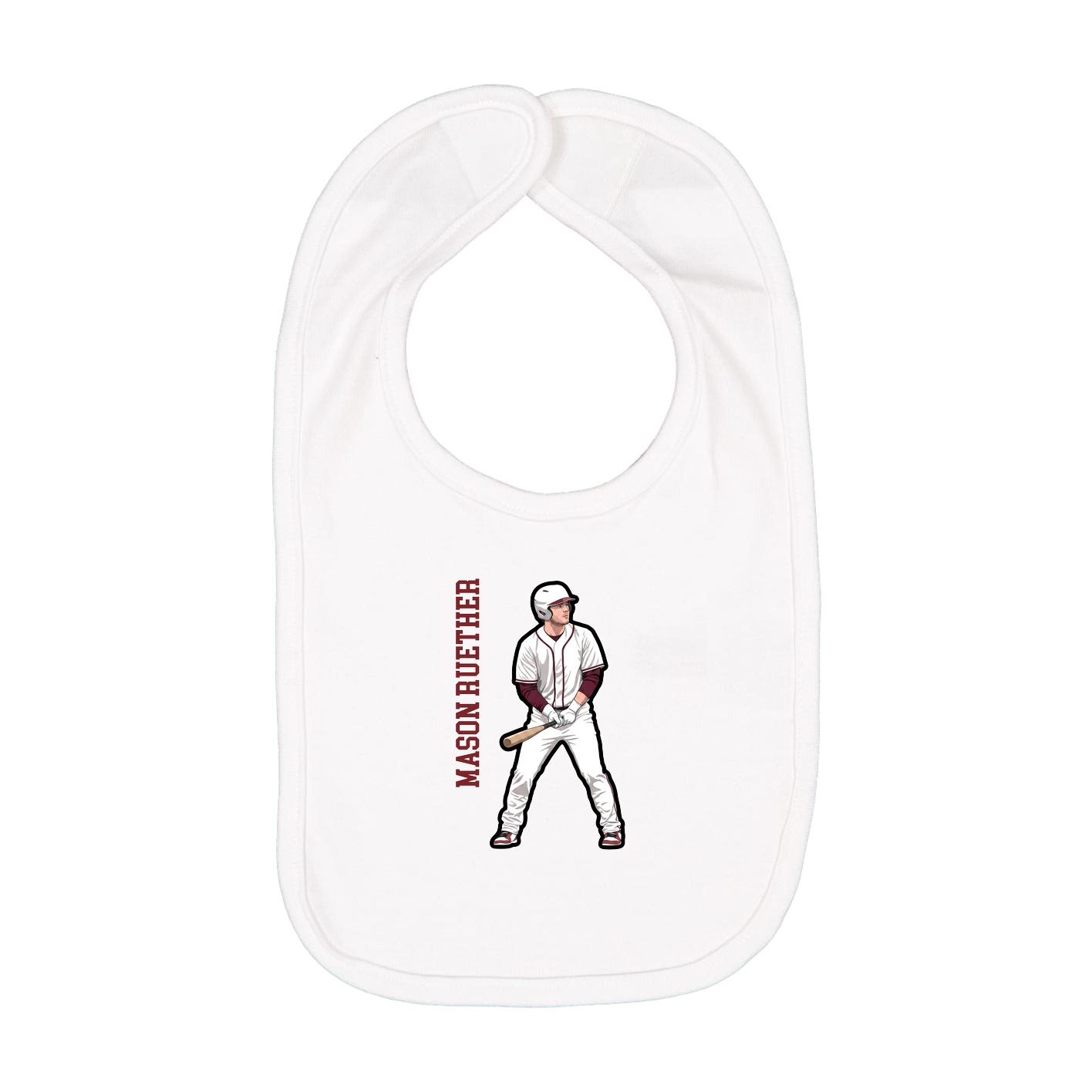 Infant Bib — Name Vertical in White