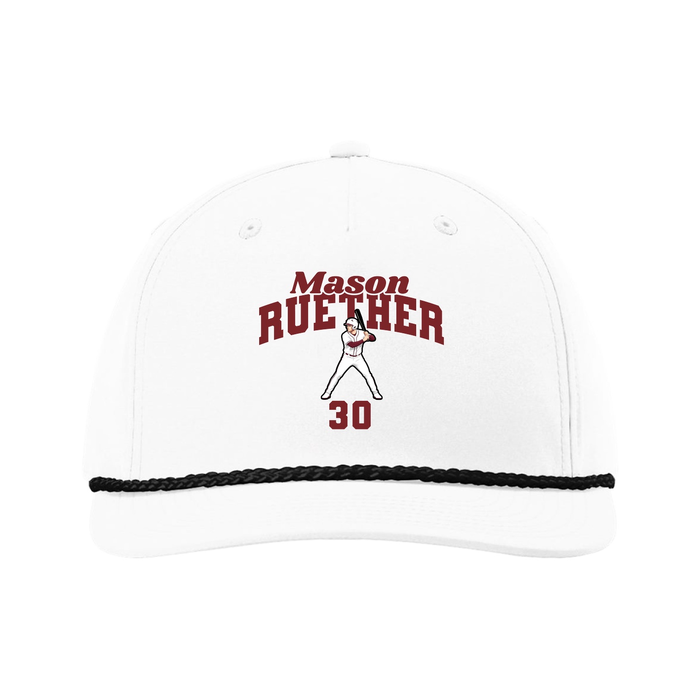 Five-Panel Classic Rope Cap — Signature Arch in White