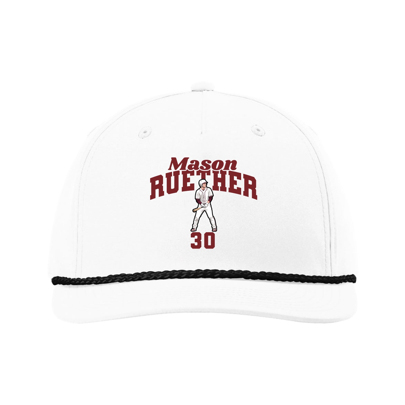 Five-Panel Classic Rope Cap — Signature Arch in White