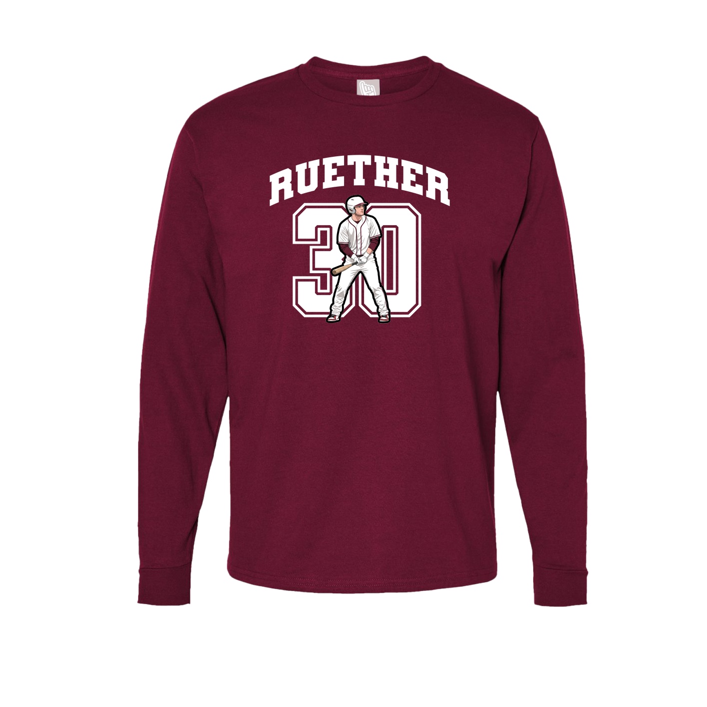 Long Sleeve Tee — Number in Cardinal