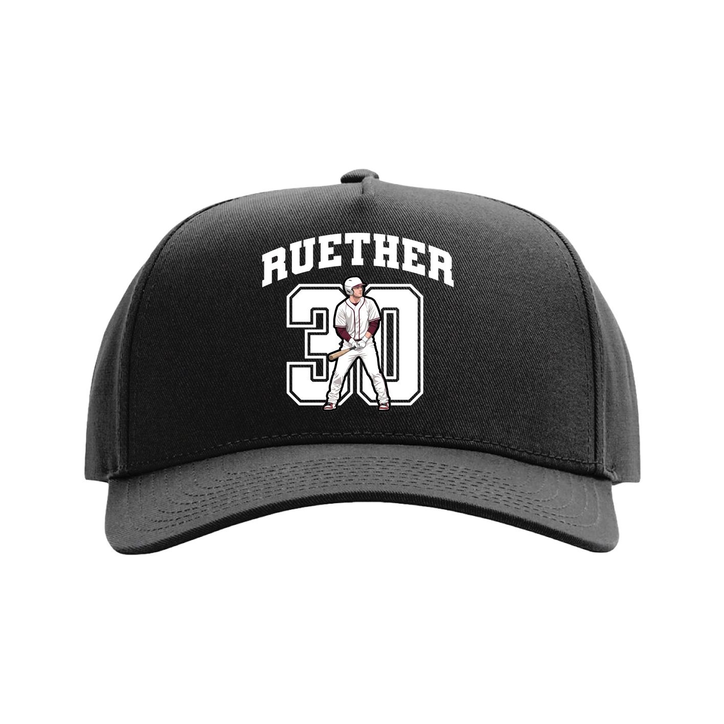 Full Fabric Five-Panel Champ Cap — Number in Black