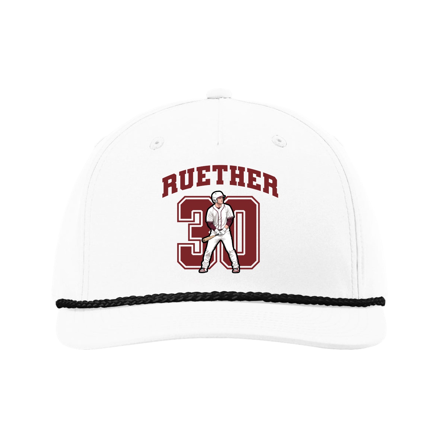 Five-Panel Classic Rope Cap — Number in White