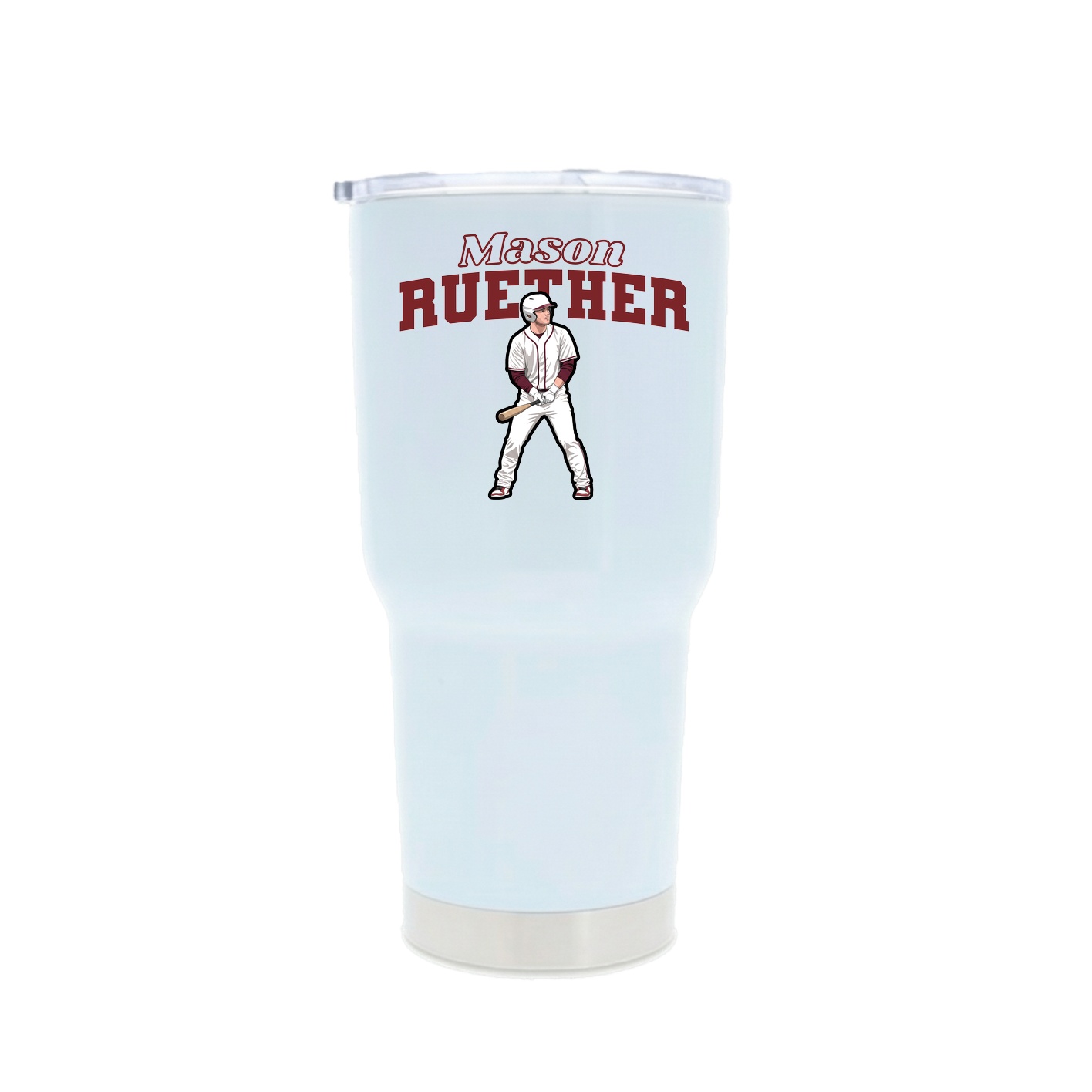 30oz Stainless Steel Tumbler — Name Arch in White