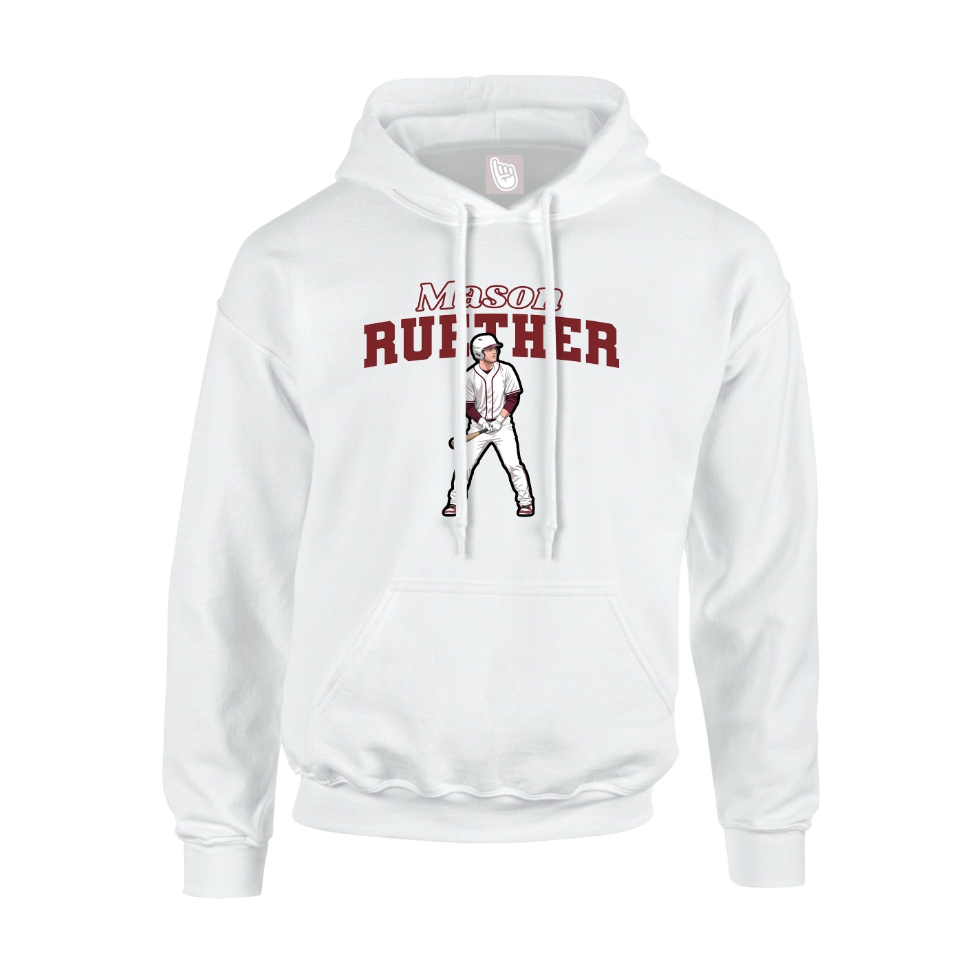Youth Hoodie — Name Arch in White