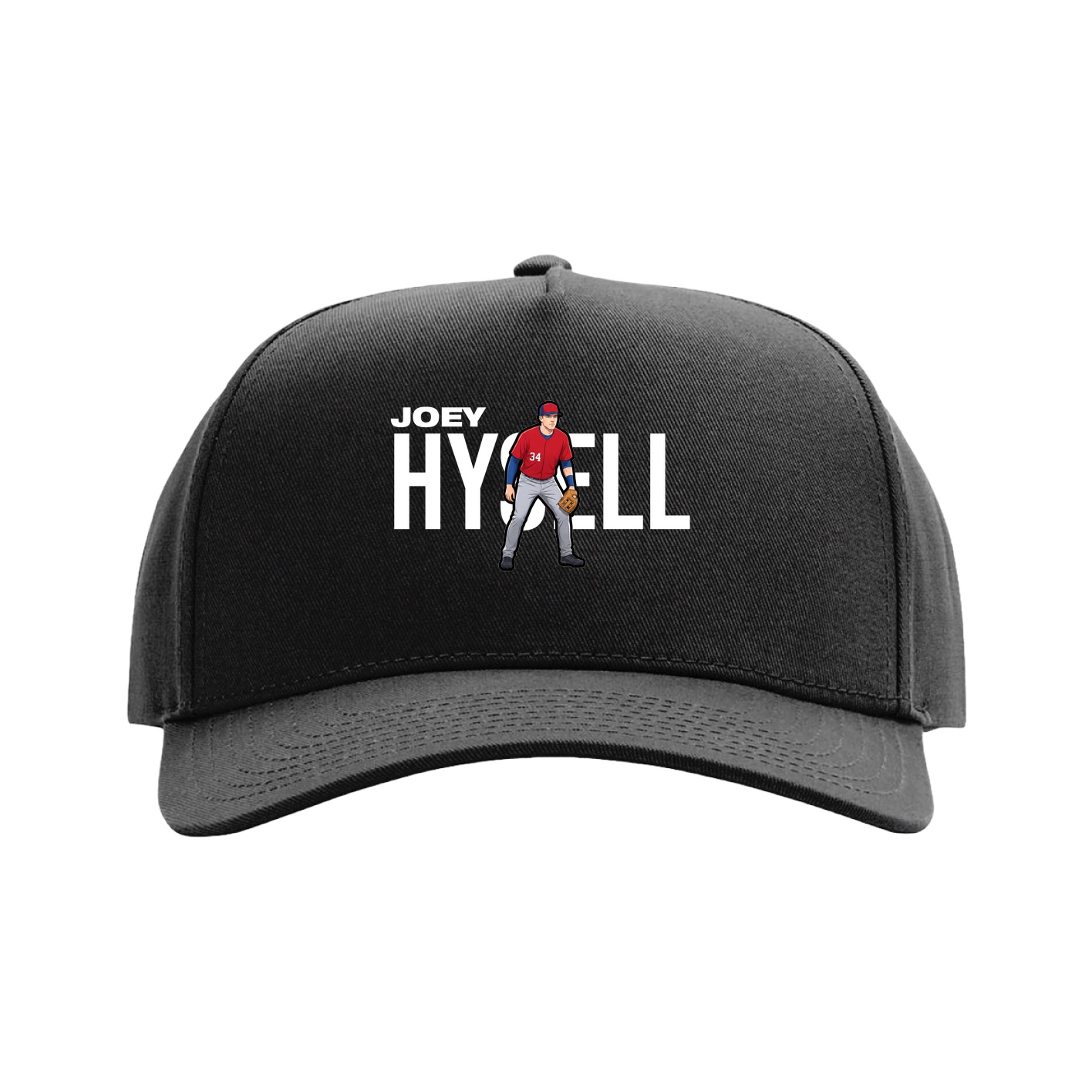 Full Fabric Five-Panel Champ Cap — Player Name in Black