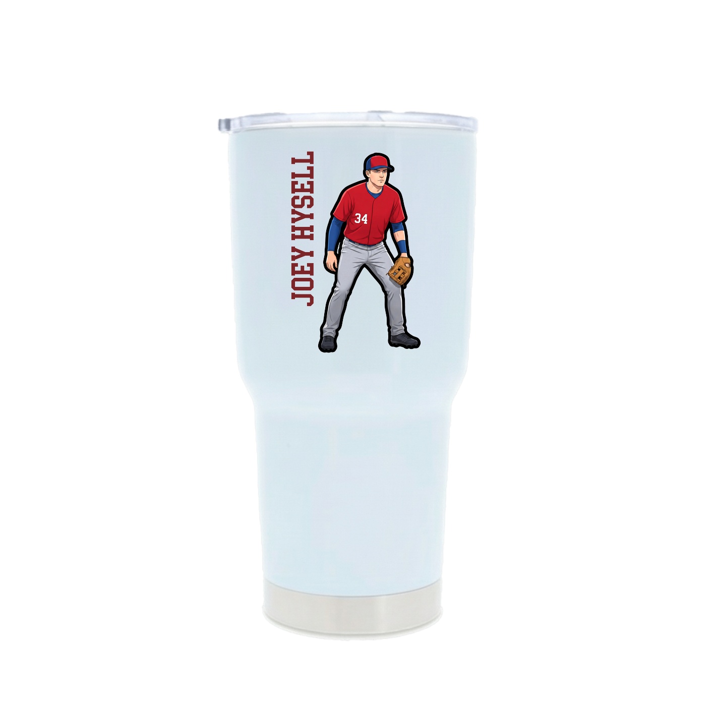 30oz Stainless Steel Tumbler — Name Vertical in White