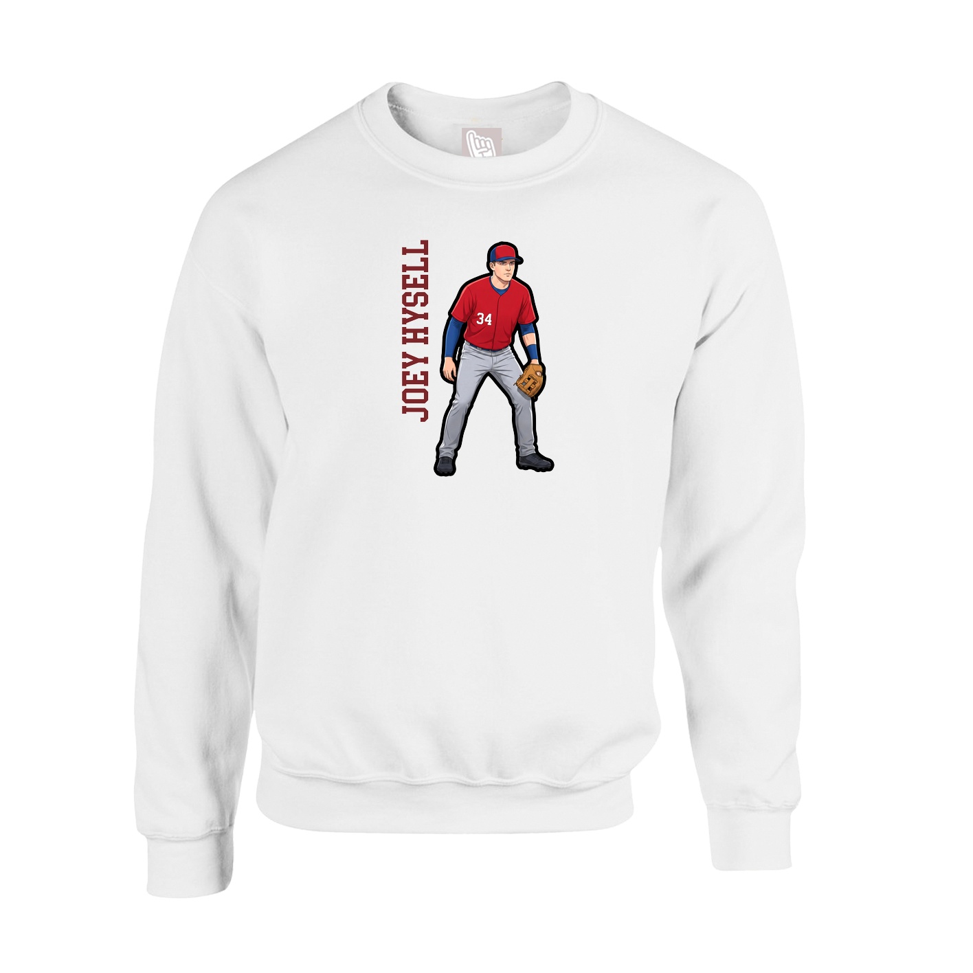 Fleece Crew — Name Vertical in White