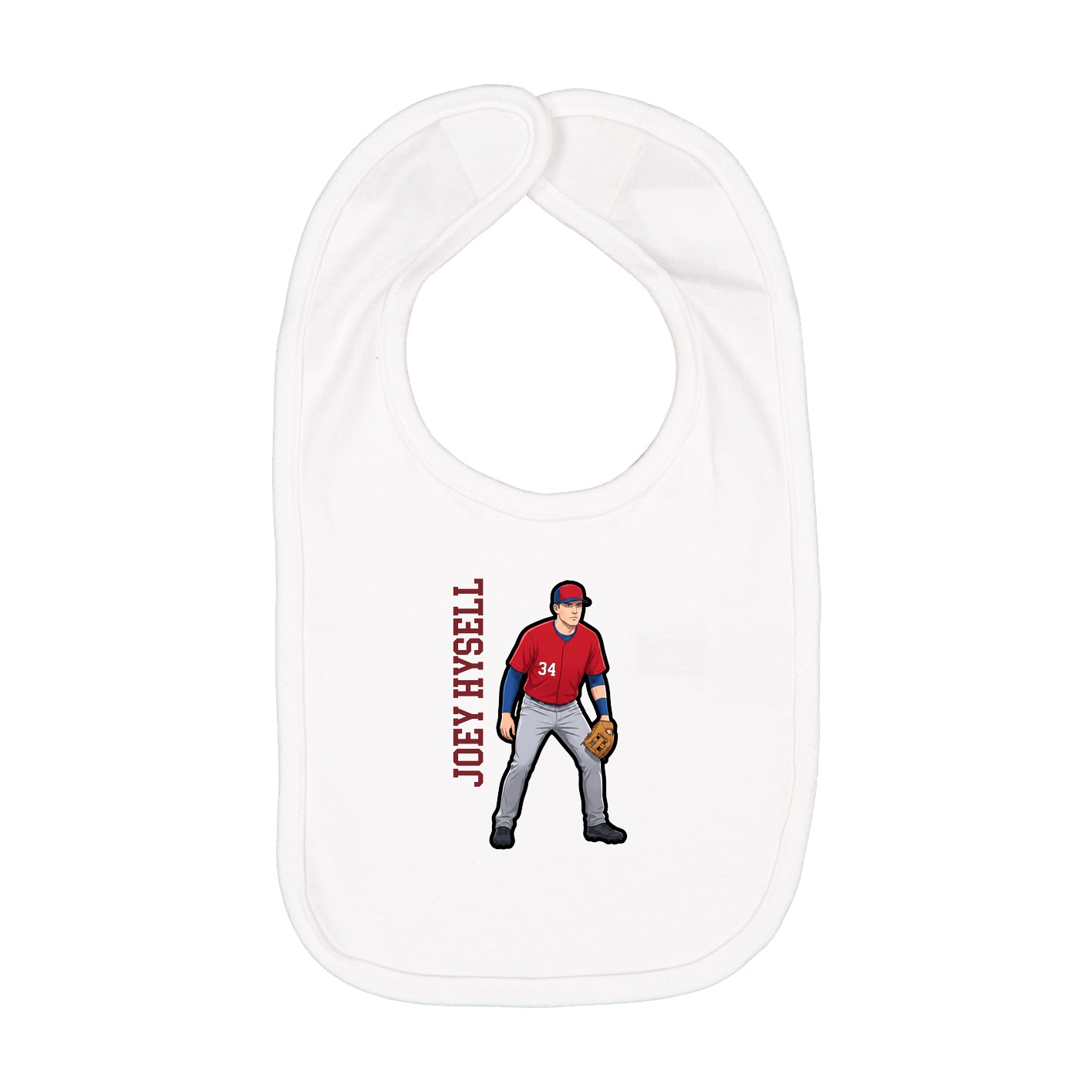 Infant Bib — Name Vertical in White