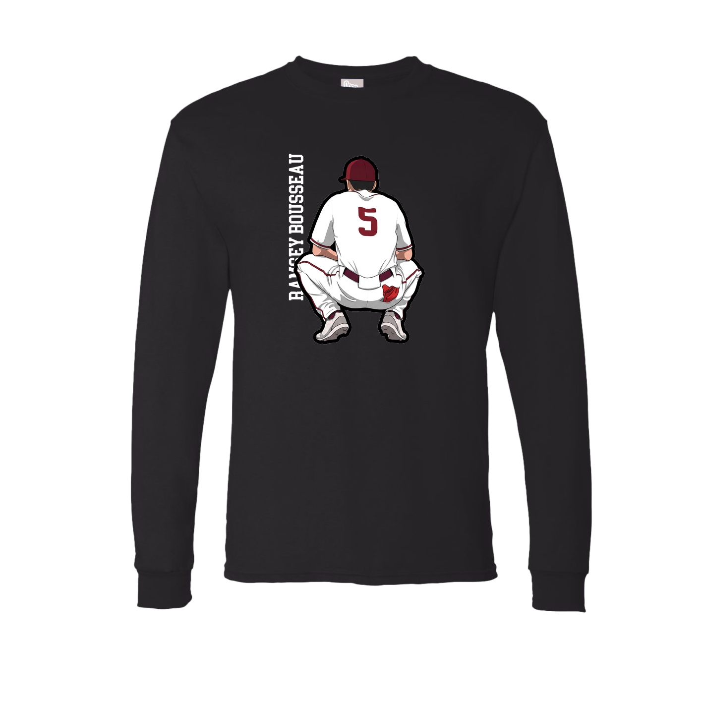 Long Sleeve Tee — Name Vertical in Black