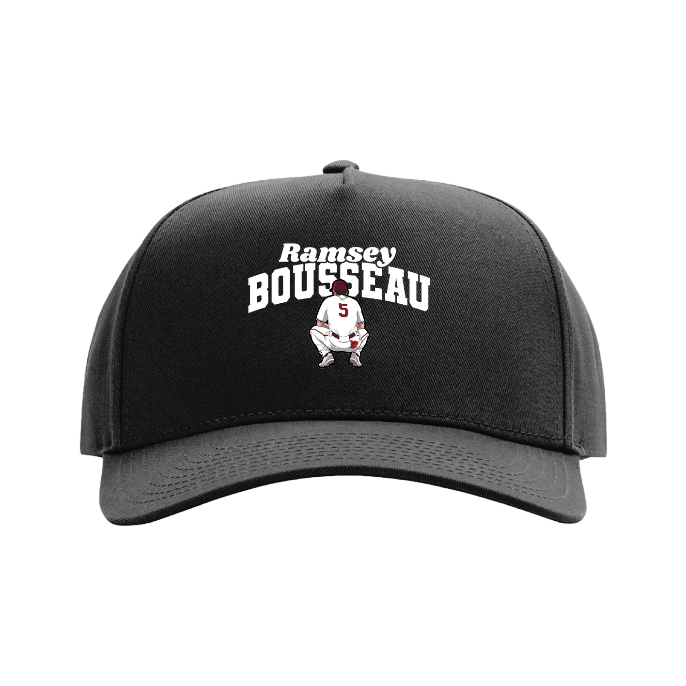 Full Fabric Five-Panel Champ Cap — Signature Arch in Black