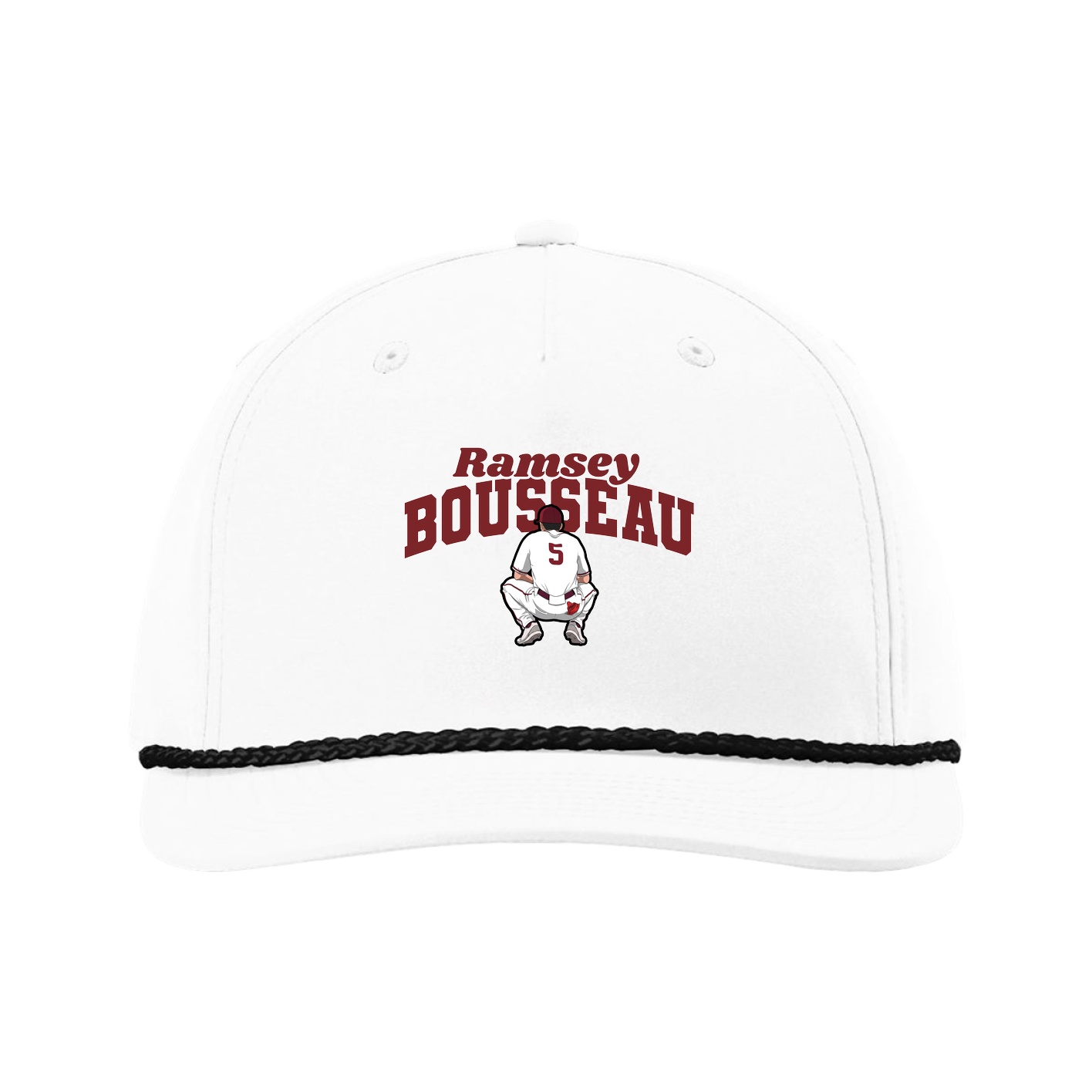Five-Panel Classic Rope Cap — Signature Arch in White
