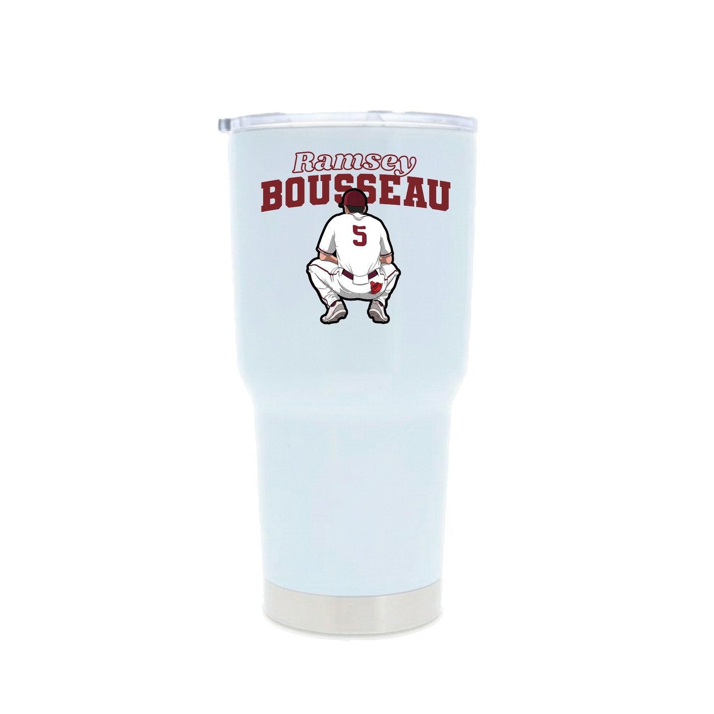 30oz Stainless Steel Tumbler — Name Arch in White