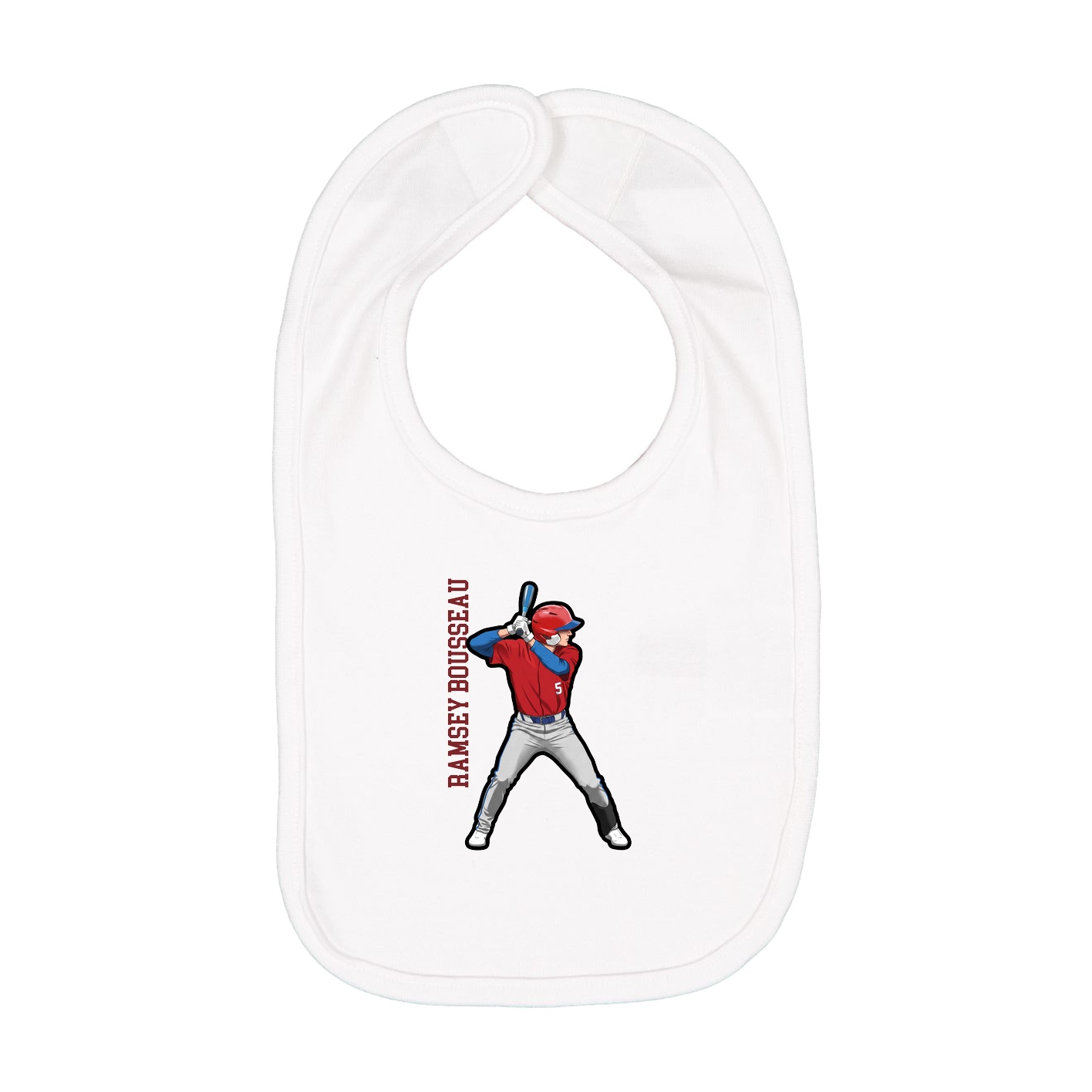 Infant Bib — Name Vertical in White