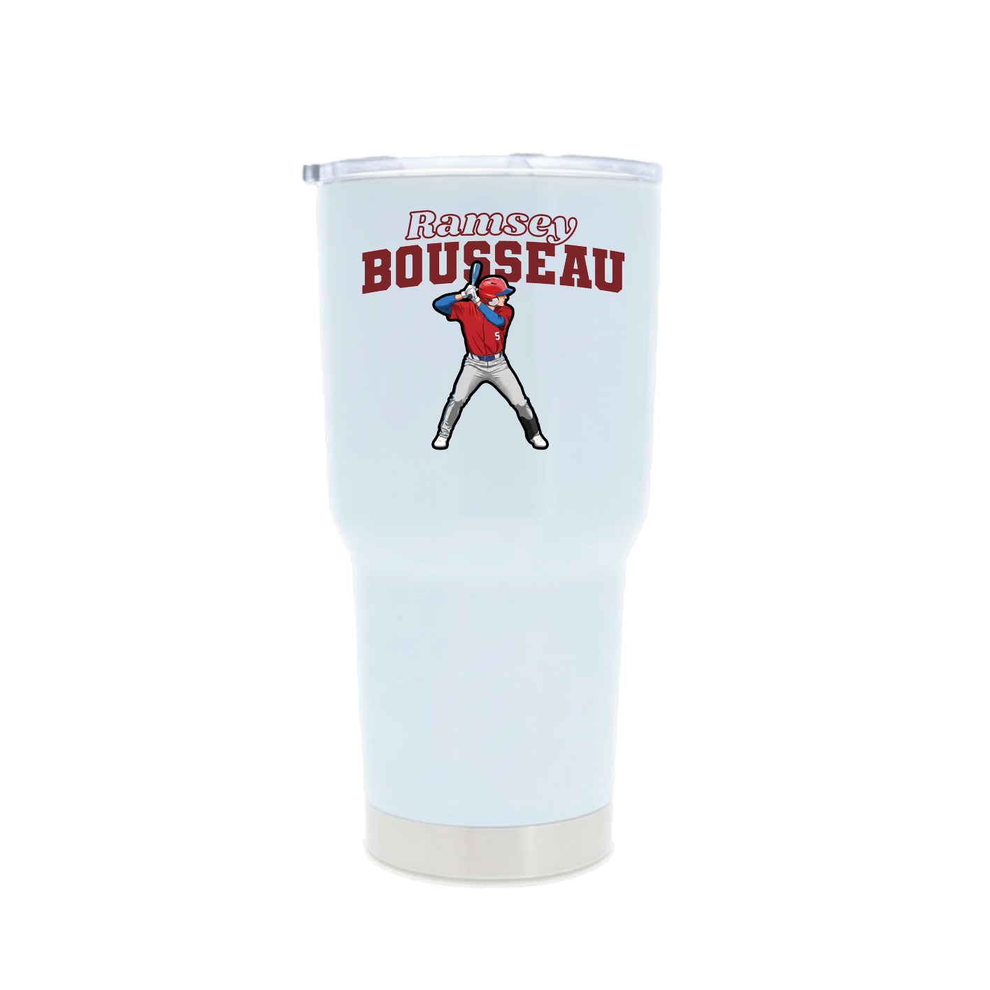 30oz Stainless Steel Tumbler — Name Arch in White