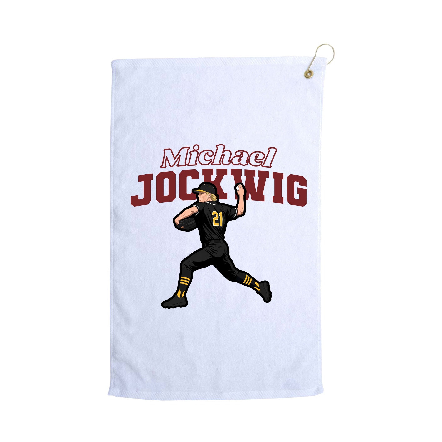 Golf Towel — Name Arch in White