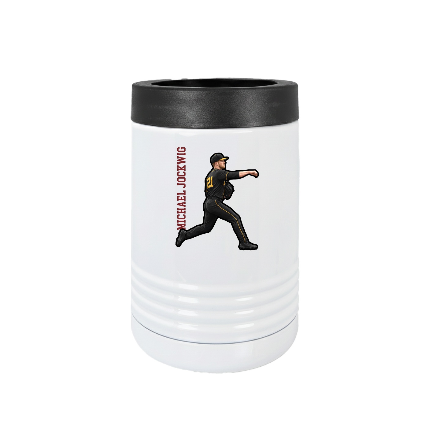 Beverage Holder — Name Vertical in White