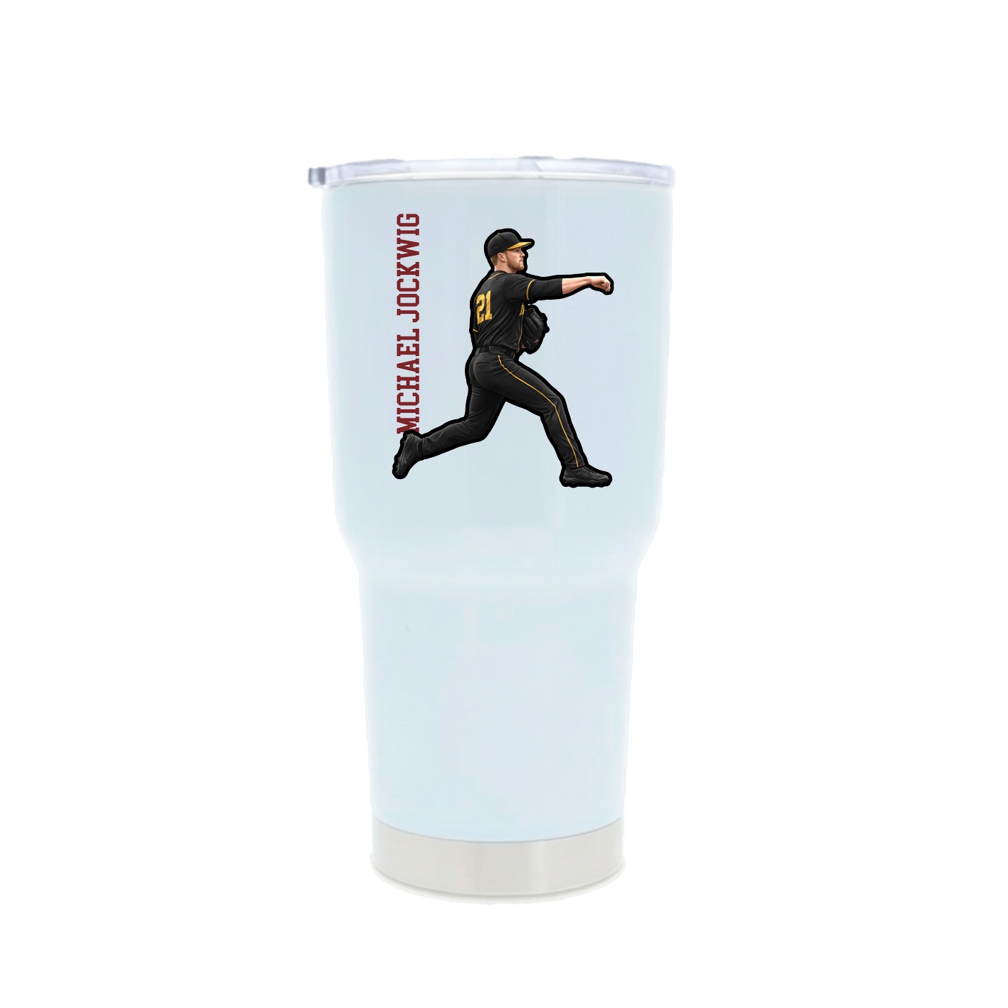 30oz Stainless Steel Tumbler — Name Vertical in White