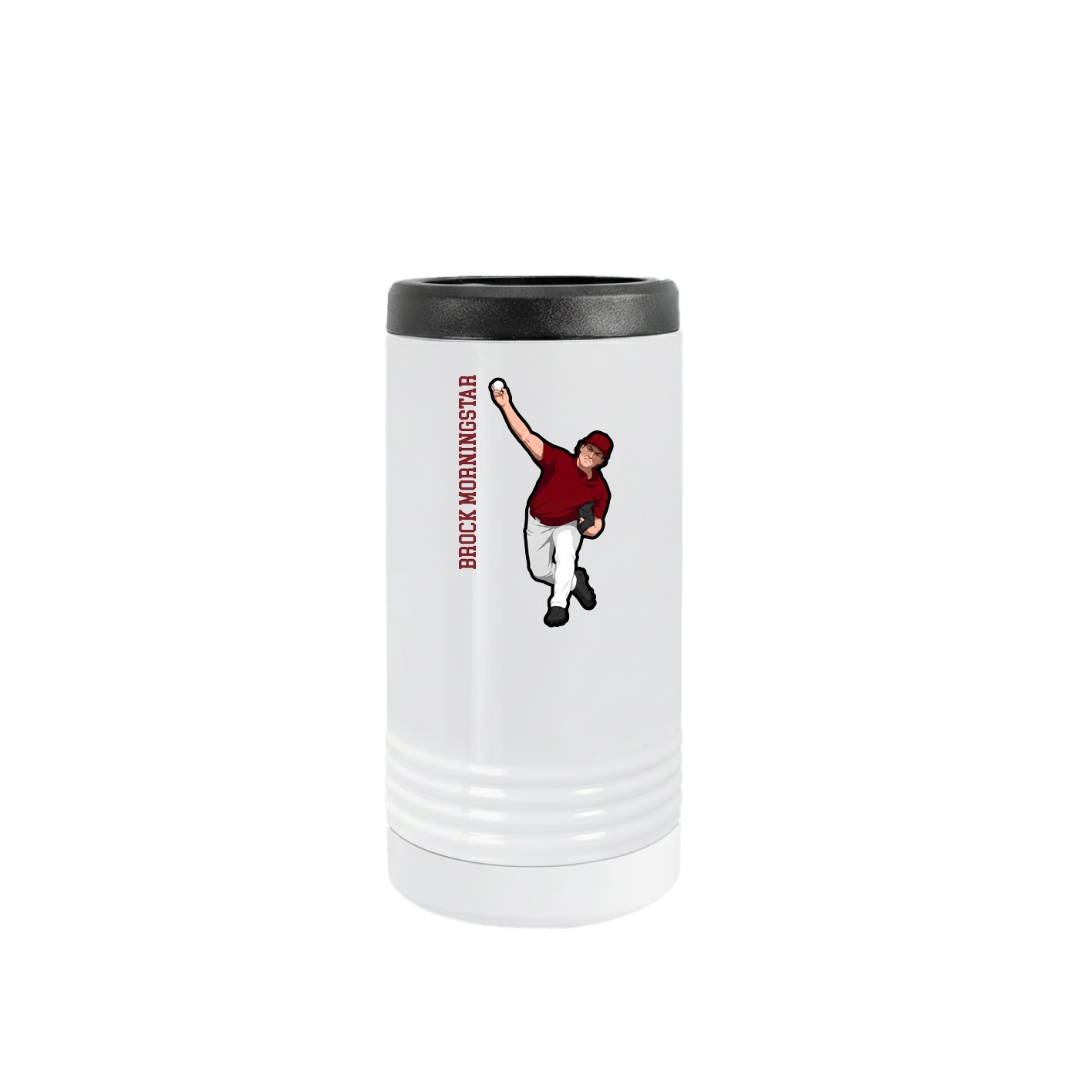 Slim Beverage Holder — Name Vertical in White