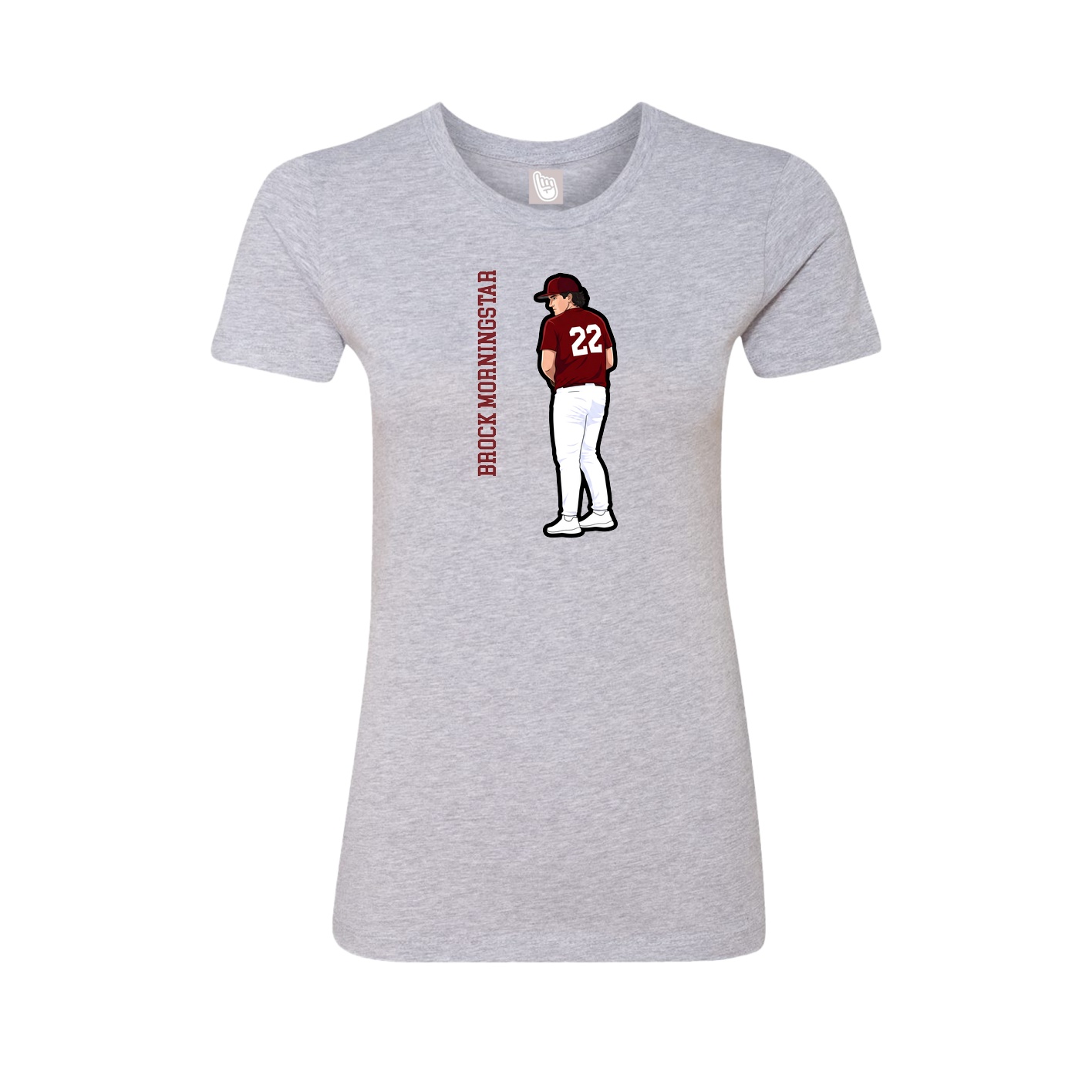 Fitted Women's Tee — Name Vertical in Grey