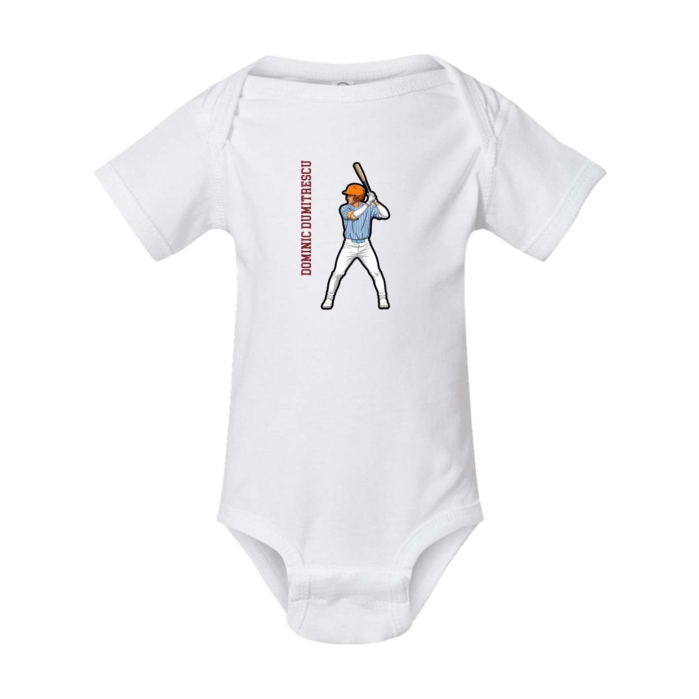 Baby Onesie — Name Vertical in White