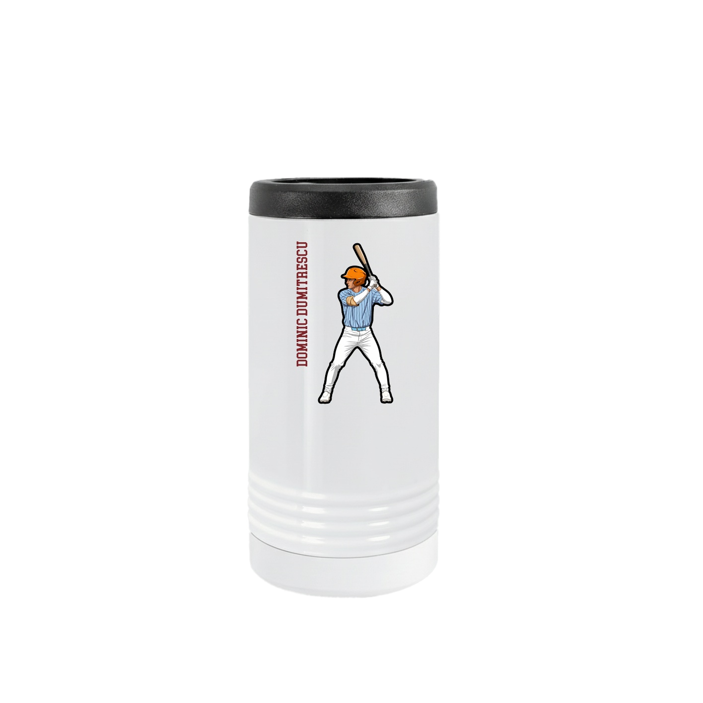 Slim Beverage Holder — Name Vertical in White