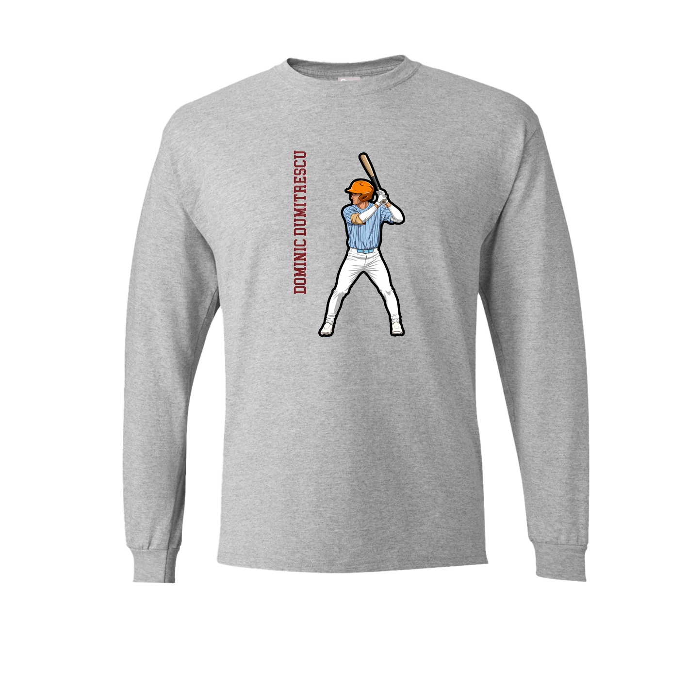 Long Sleeve Tee — Name Vertical in Grey