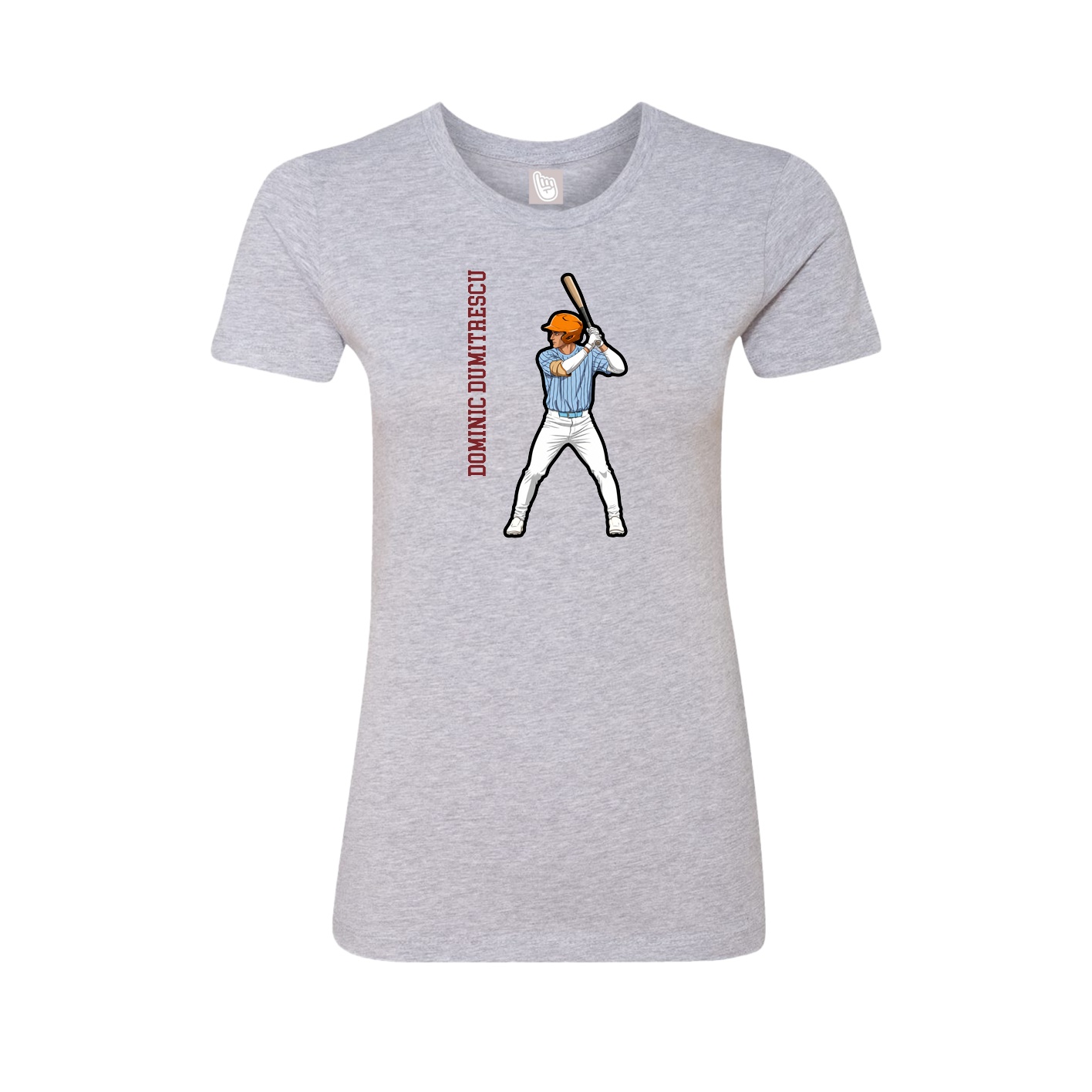 Fitted Women's Tee — Name Vertical in Grey
