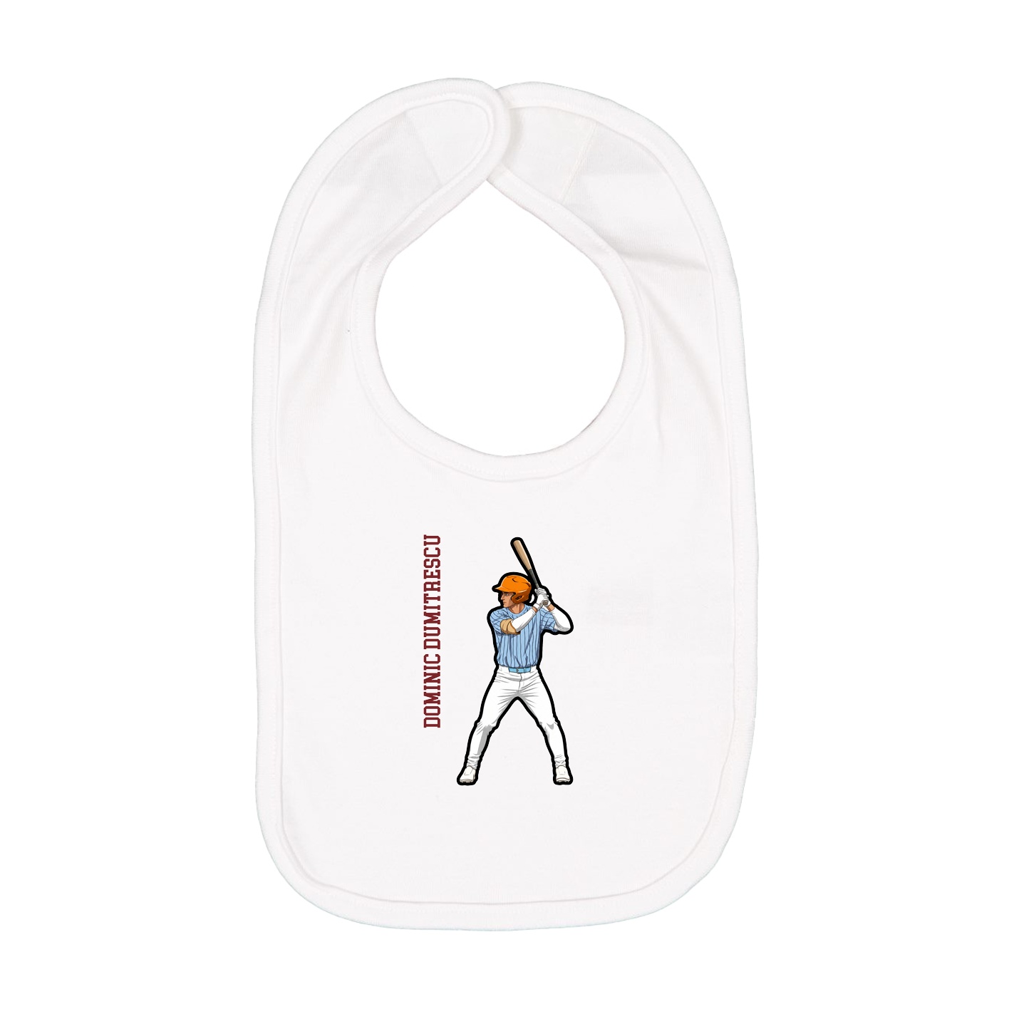 Infant Bib — Name Vertical in White