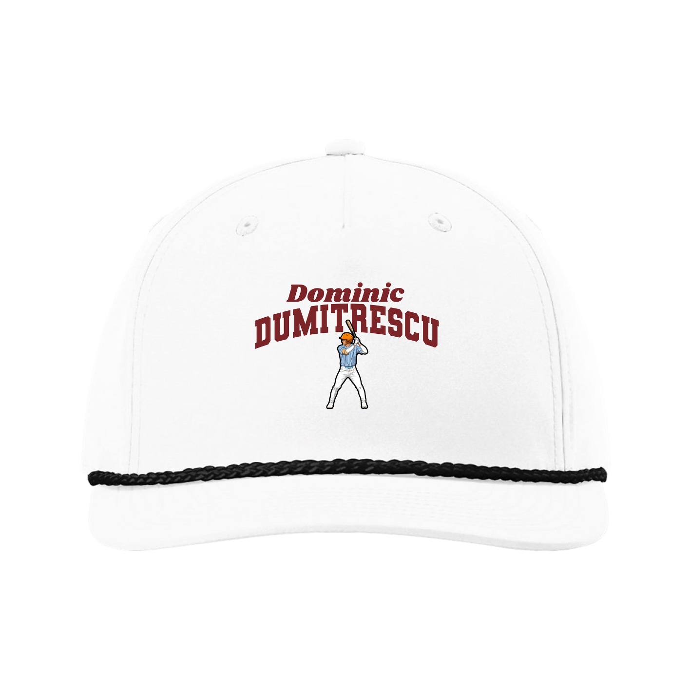 Five-Panel Classic Rope Cap — Signature Arch in White