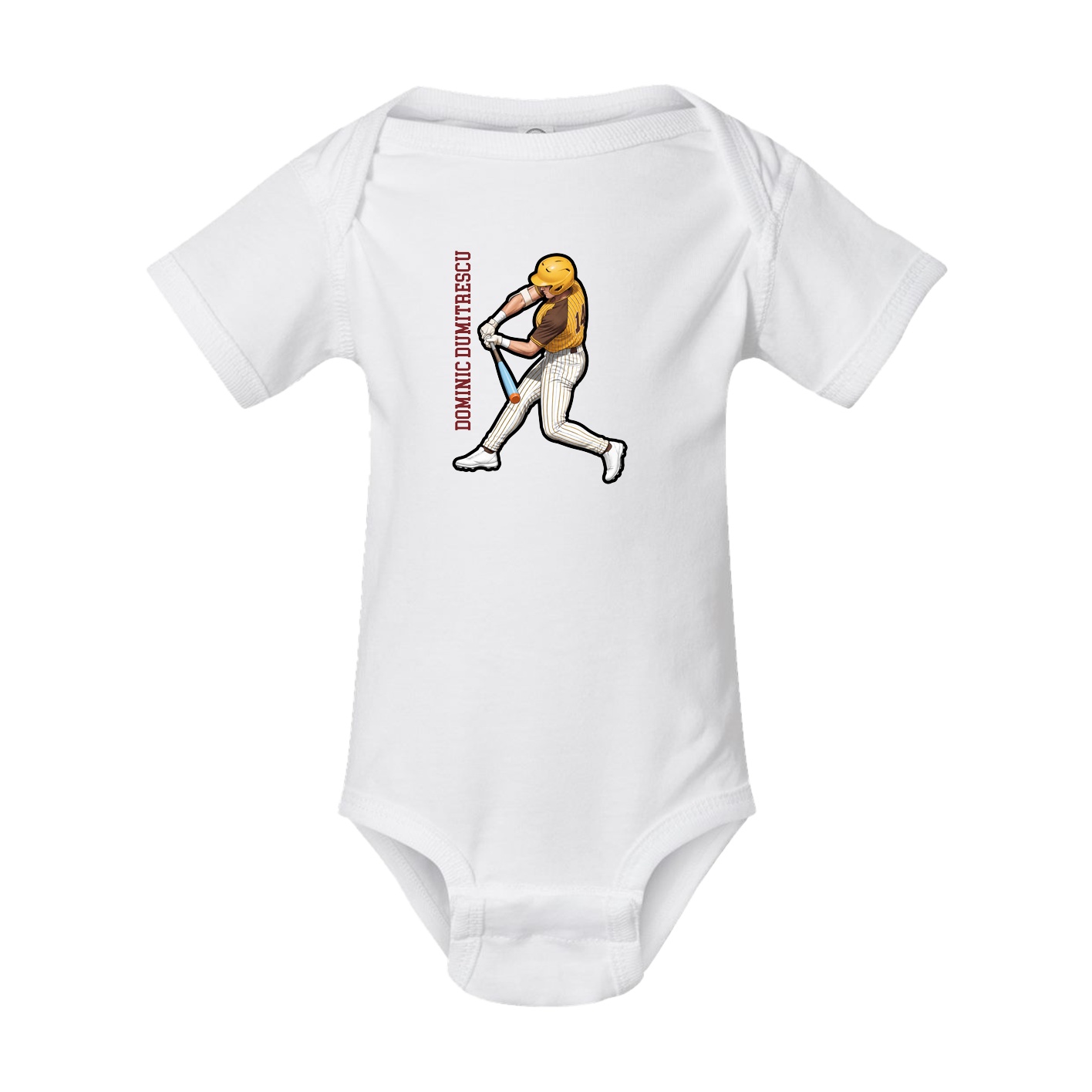 Baby Onesie — Name Vertical in White